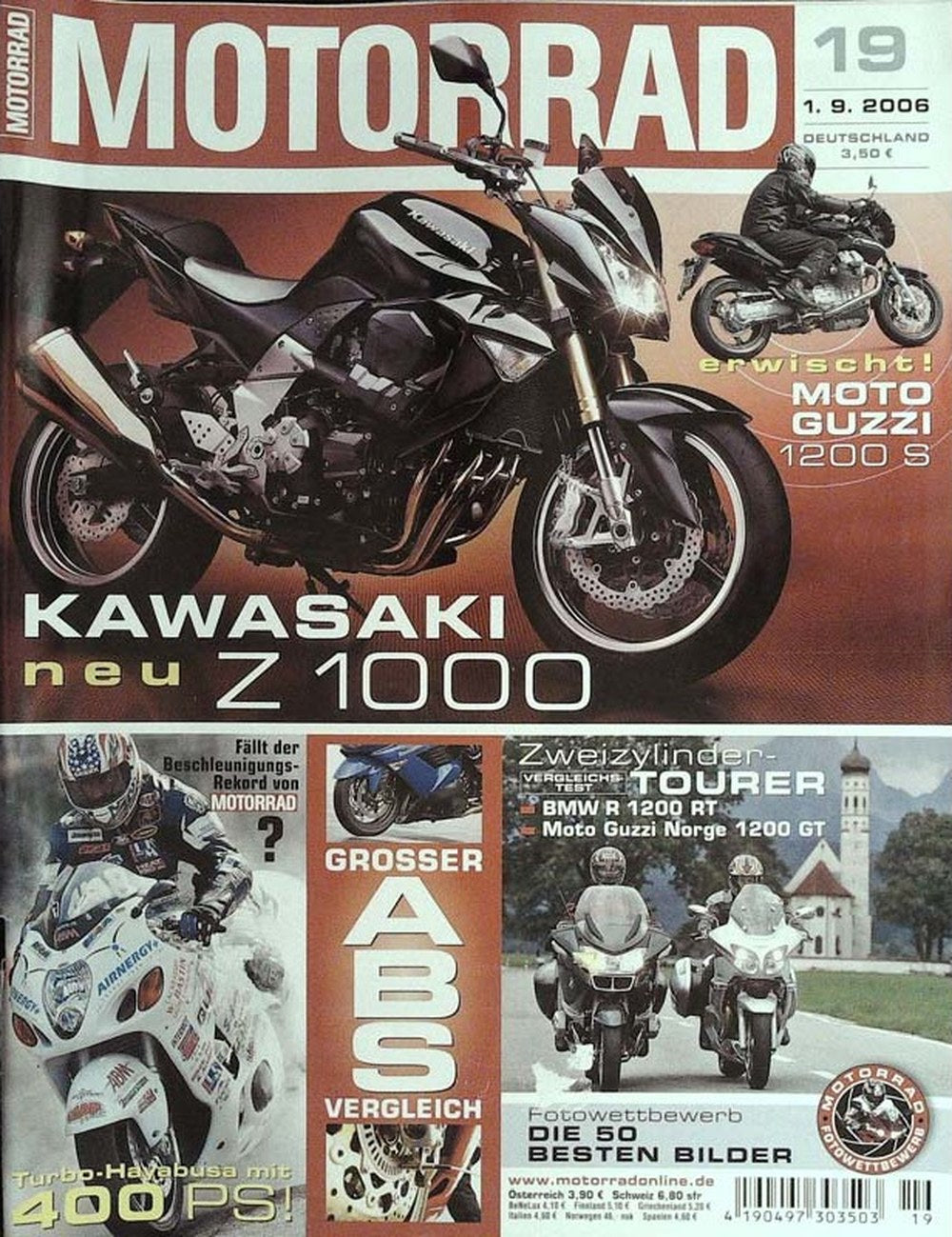 Motorrad Magazin Deutschland 2006-19 Kawasaki Z1000 Moto Guzzi 1200 S BMW R 1200 RT
