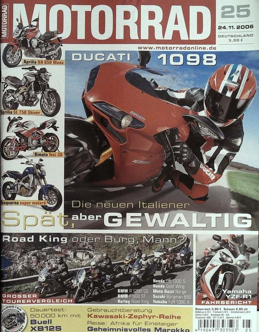 Motorrad Magazin Deutschland 2006-25 Ducati 1098 Aprilia NA 850 Mana Aprilia SL 750 Shiver
