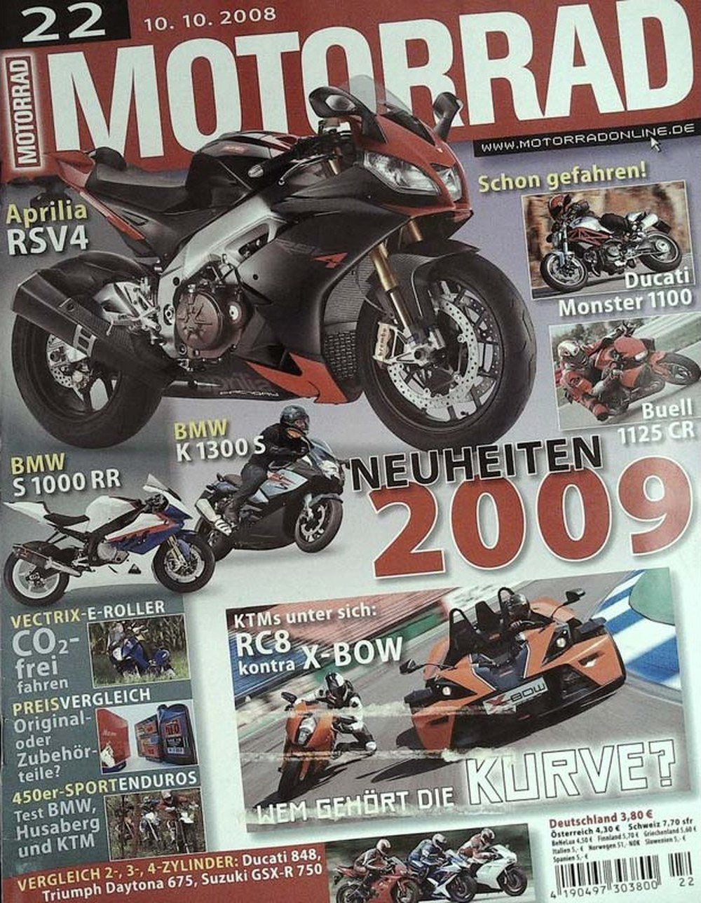 Motorrad Magazin Deutschland 2008-22 Aprilia RSV4 BMW S1000RR BMW K1300S