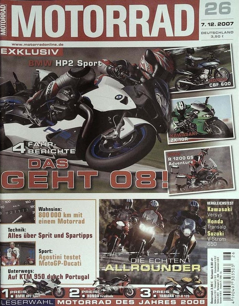 Motorrad Magazin Deutschland 2007-26 Giacomo Agostini BMW Honda Kawasaki Suzuki