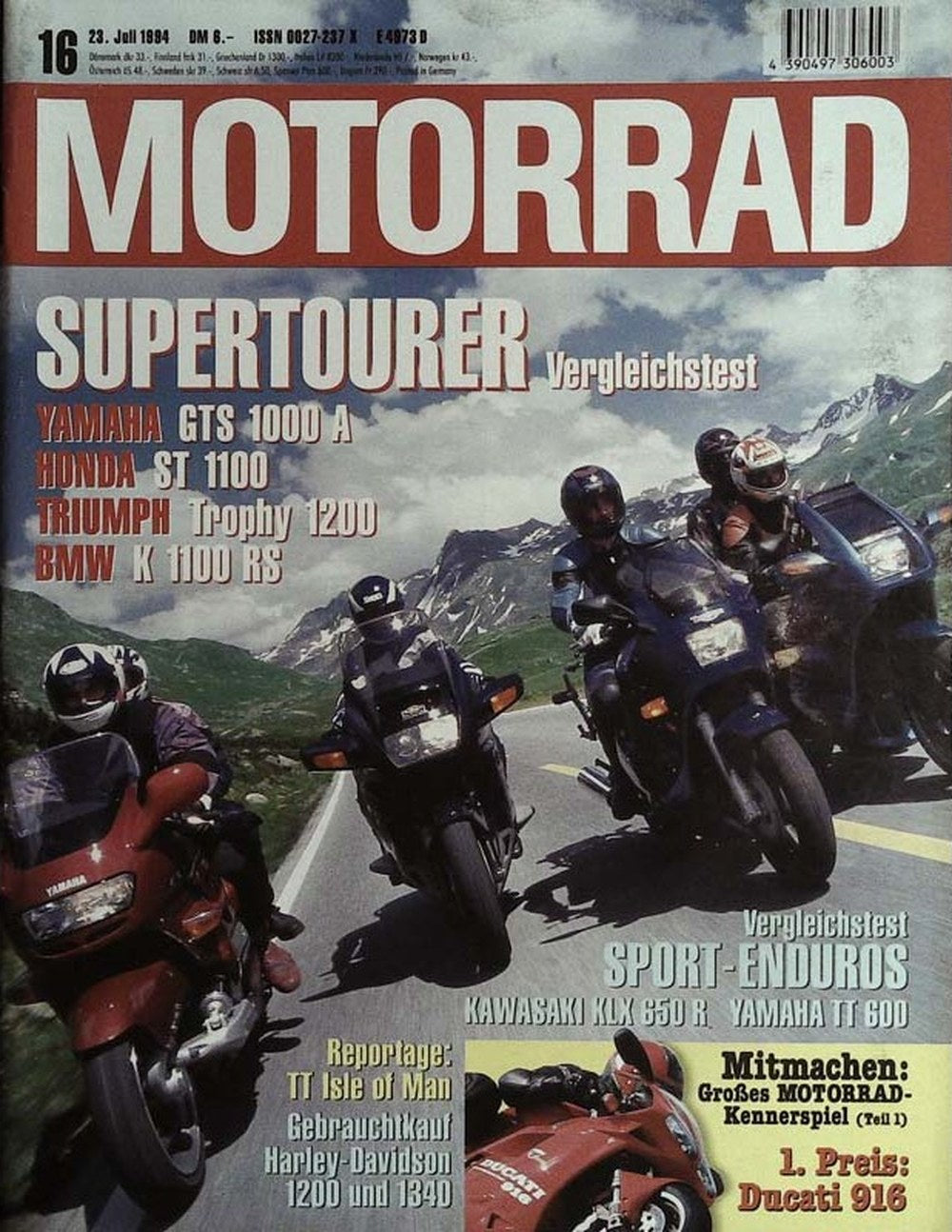 Motorrad Magazin Deutschland 1994-16 Supertourer Vergleichstest Yamaha GTS 1000 A Honda ST 1100