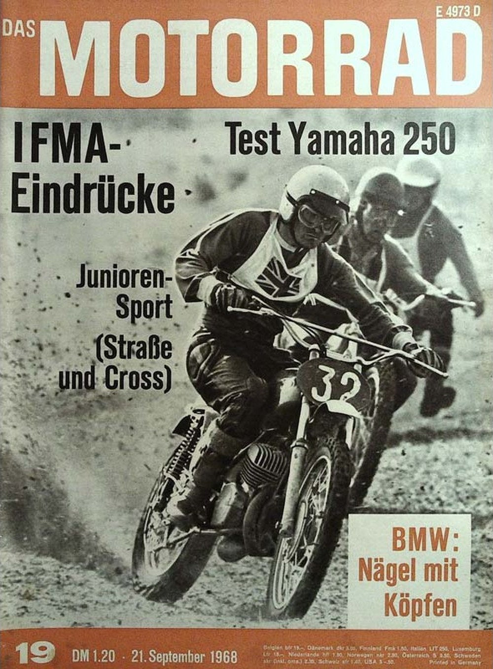 Motorrad Magazin Deutschland 1968-19 Motorcross Yamaha 250 Test IFMA Motorradausstellung