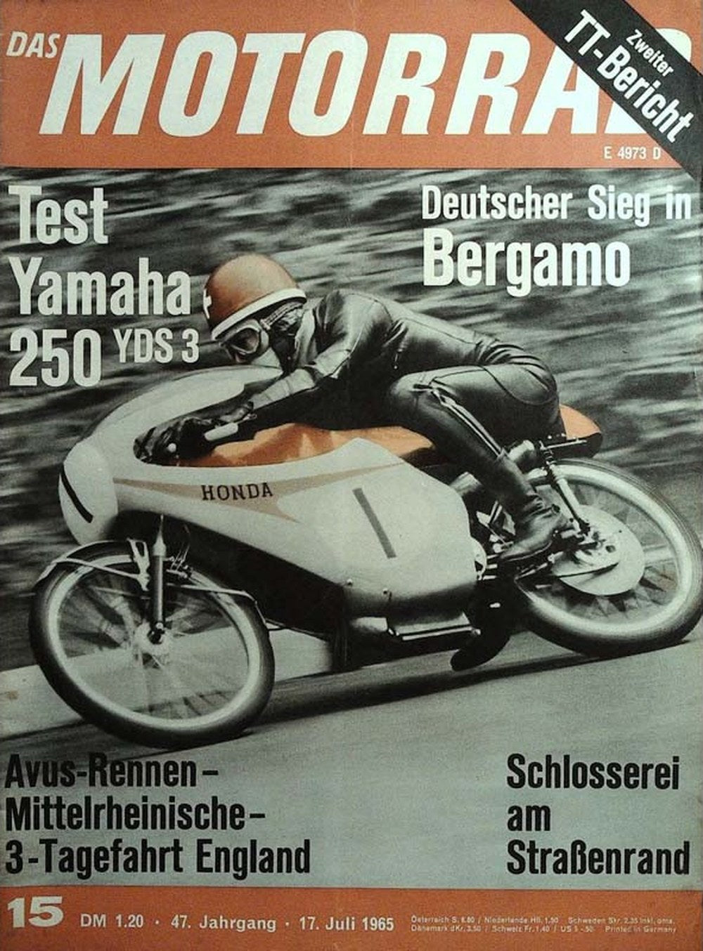 Motorrad Magazin Deutschland 1965-15 Motorradrennen Honda Rennmotorrad Yamaha 250 YDS 3 Test