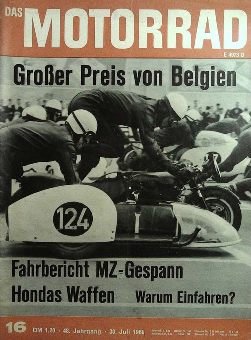 Motorrad Magazin Deutschland 1966-16 Seitenwagen-Rennen Großer Preis Von Belgien MZ Seitenwagen Test