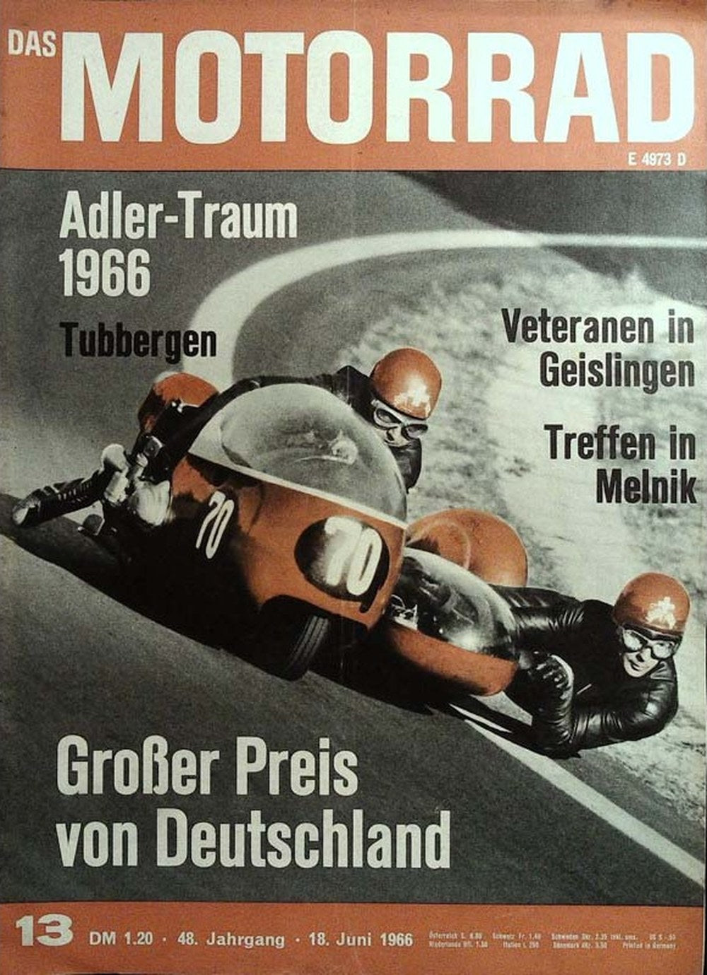 Motorrad Magazin Deutschland 1966-13 Seitenwagen-Rennen Großer Preis Von Deutschland Adler-Traum 1966