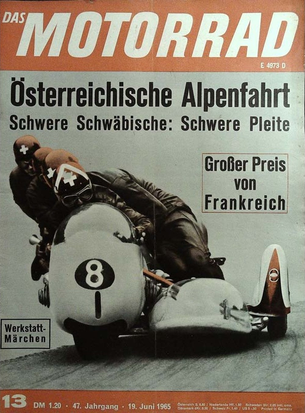 Motorrad Magazin Deutschland 1965-13 Gespann-Rennen Österreichische Alpenfahrt Großer Preis Von Frankreich