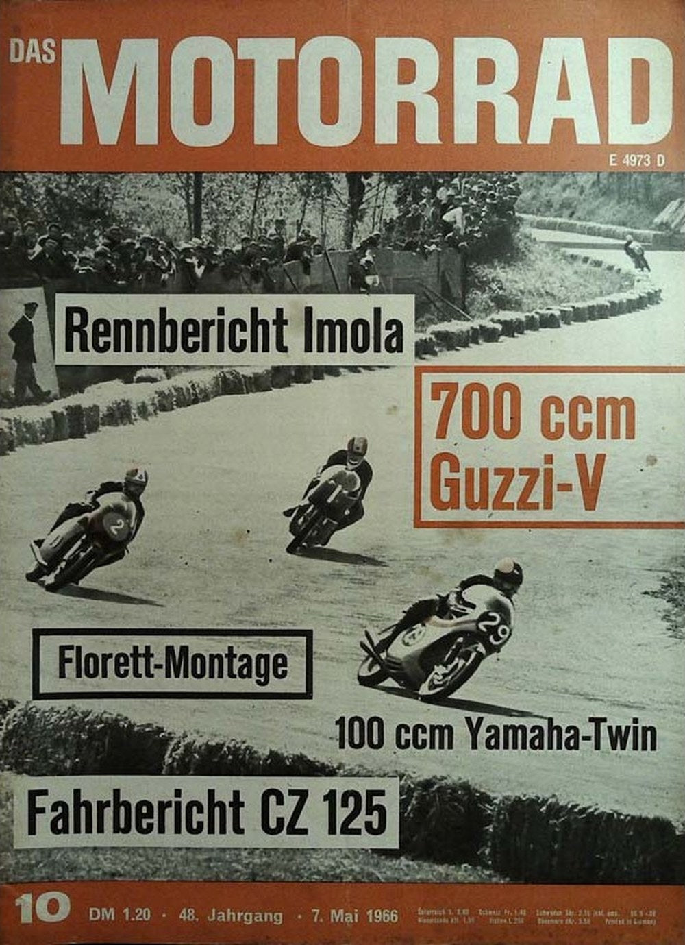 Motorrad Magazin Deutschland 1966-10 Imola Rennbericht Moto Guzzi 700 V2 Yamaha 100ccm Zweizylinder