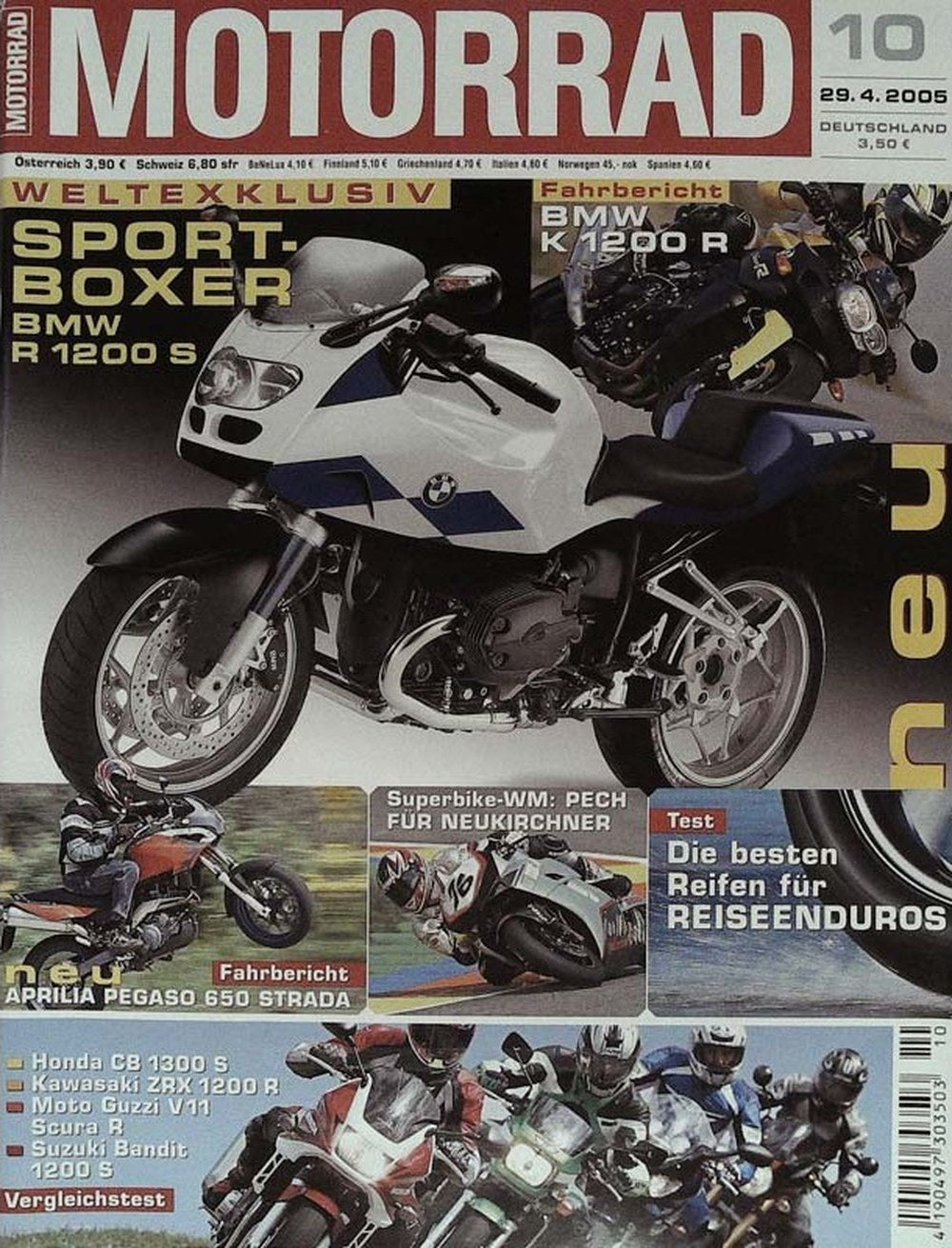 Motorrad Magazin Deutschland 2005-10 BMW R 1200 S Test BMW K 1200 R Test Aprilia Pegaso 650 Test