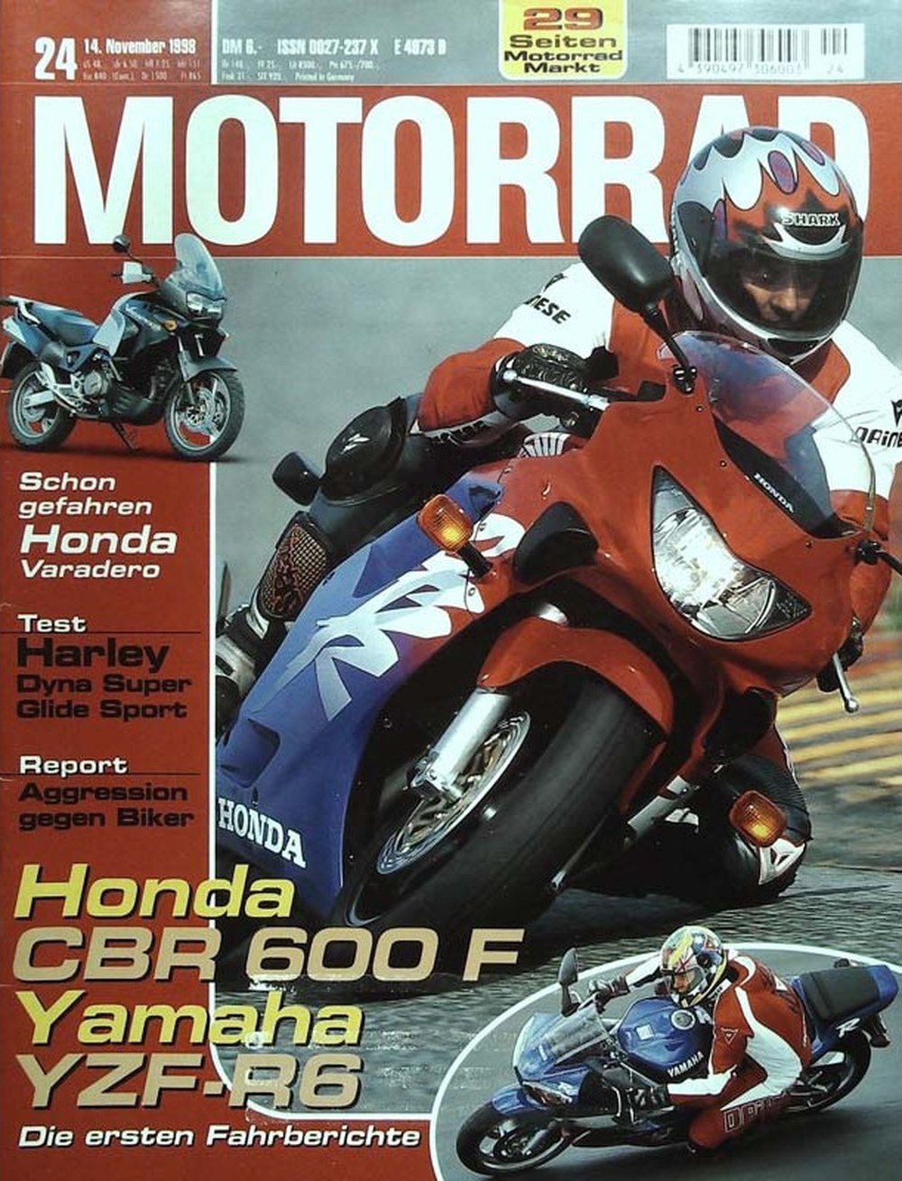 Motorrad Magazin Deutschland 1998-24 Honda CBR 600 F Yamaha YZF-R6 Honda Varadero