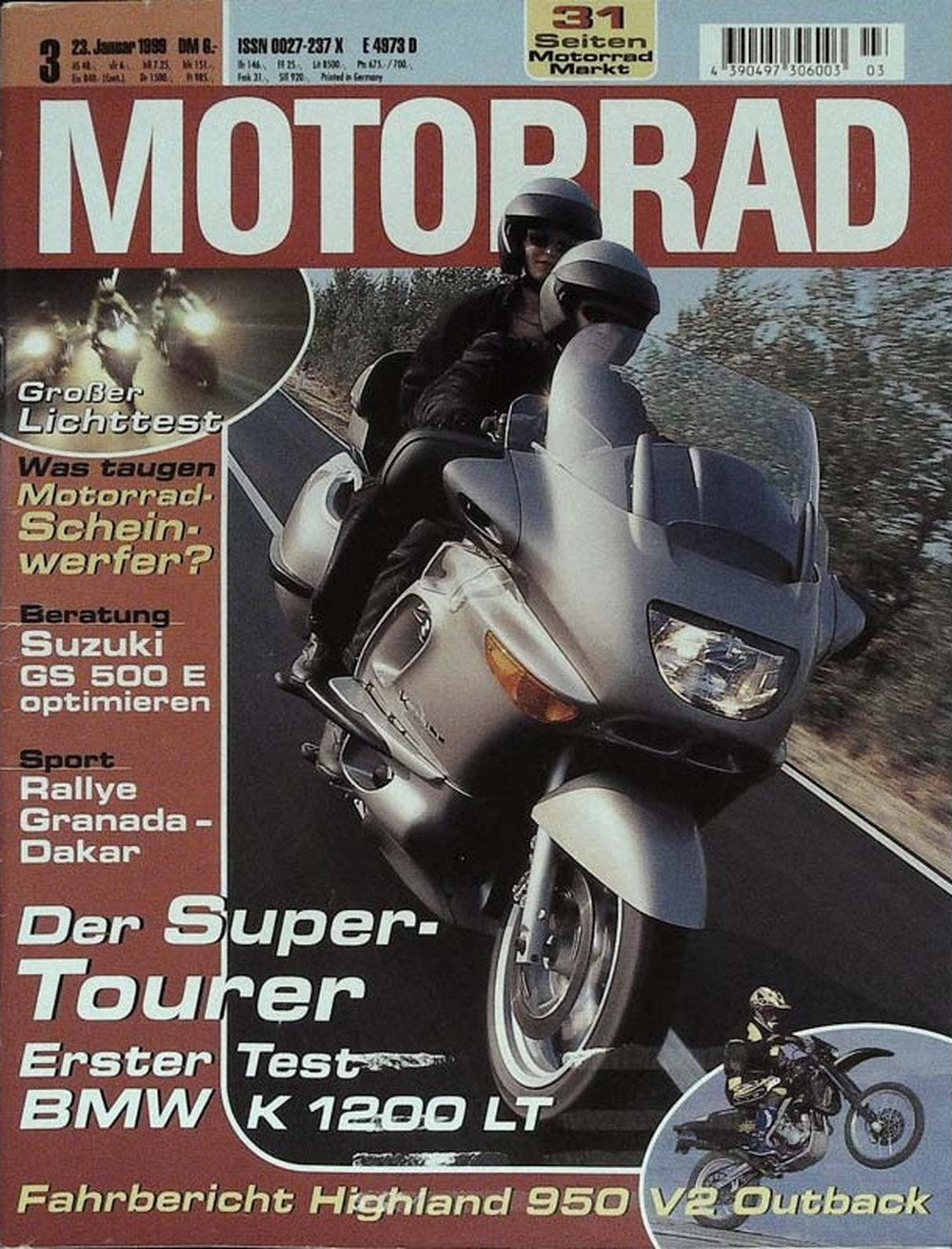 Motorrad Magazin Deutschland 1999-03 BMW K 1200 LT Suzuki GS 500 E Motorrad-Scheinwerfer