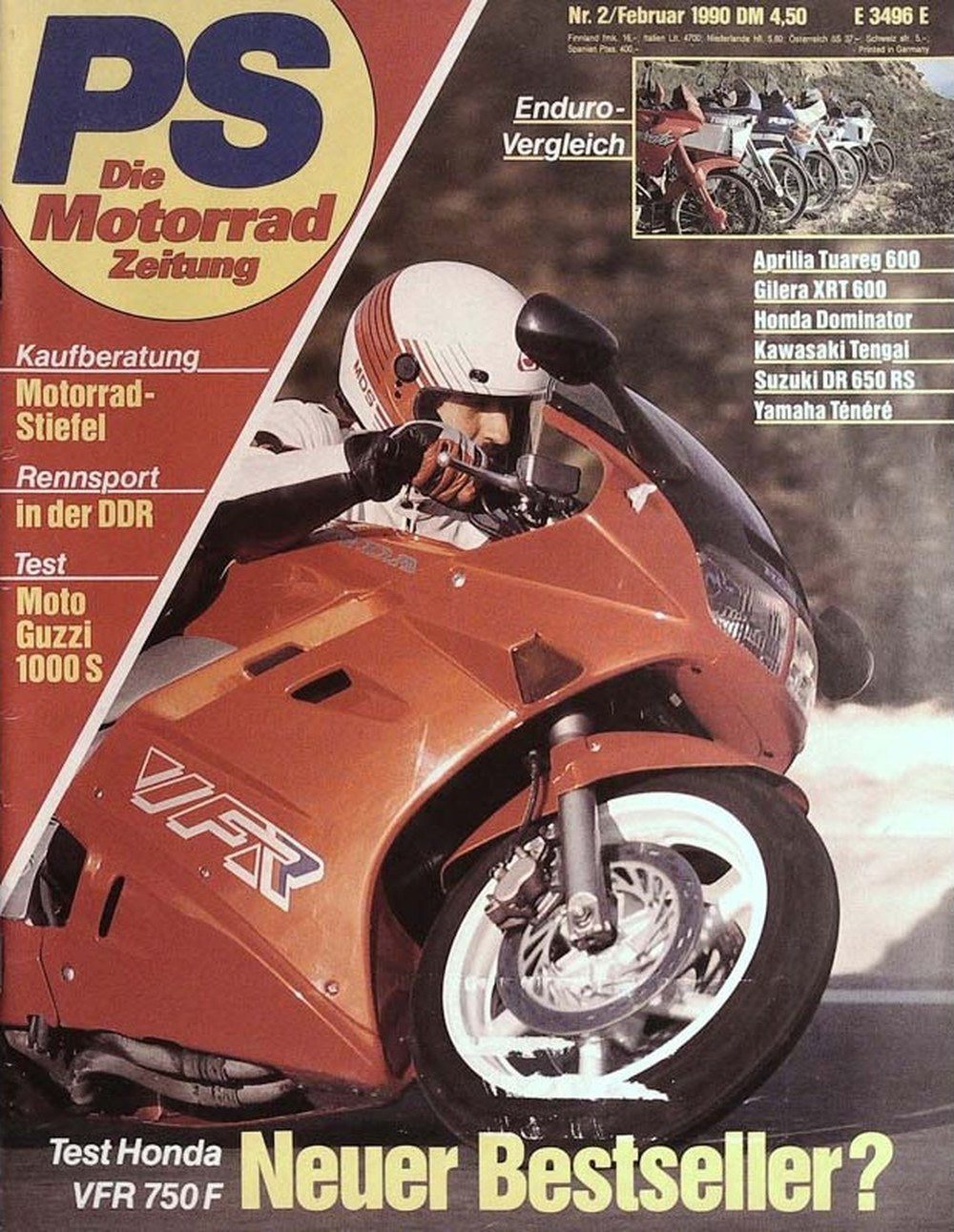 Motorrad Magazin Deutschland 1990-02 Honda VFR 750 F Motorrad-Test Moto Guzzi 1000 S