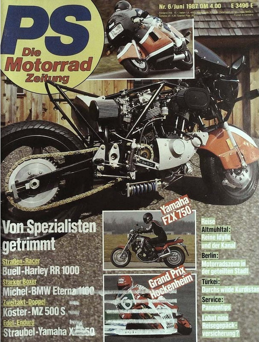 Motorrad Magazin Deutschland 1987-06 Motorrad Buell-Harley RR 1000 Michel-BMW Eterna 1100