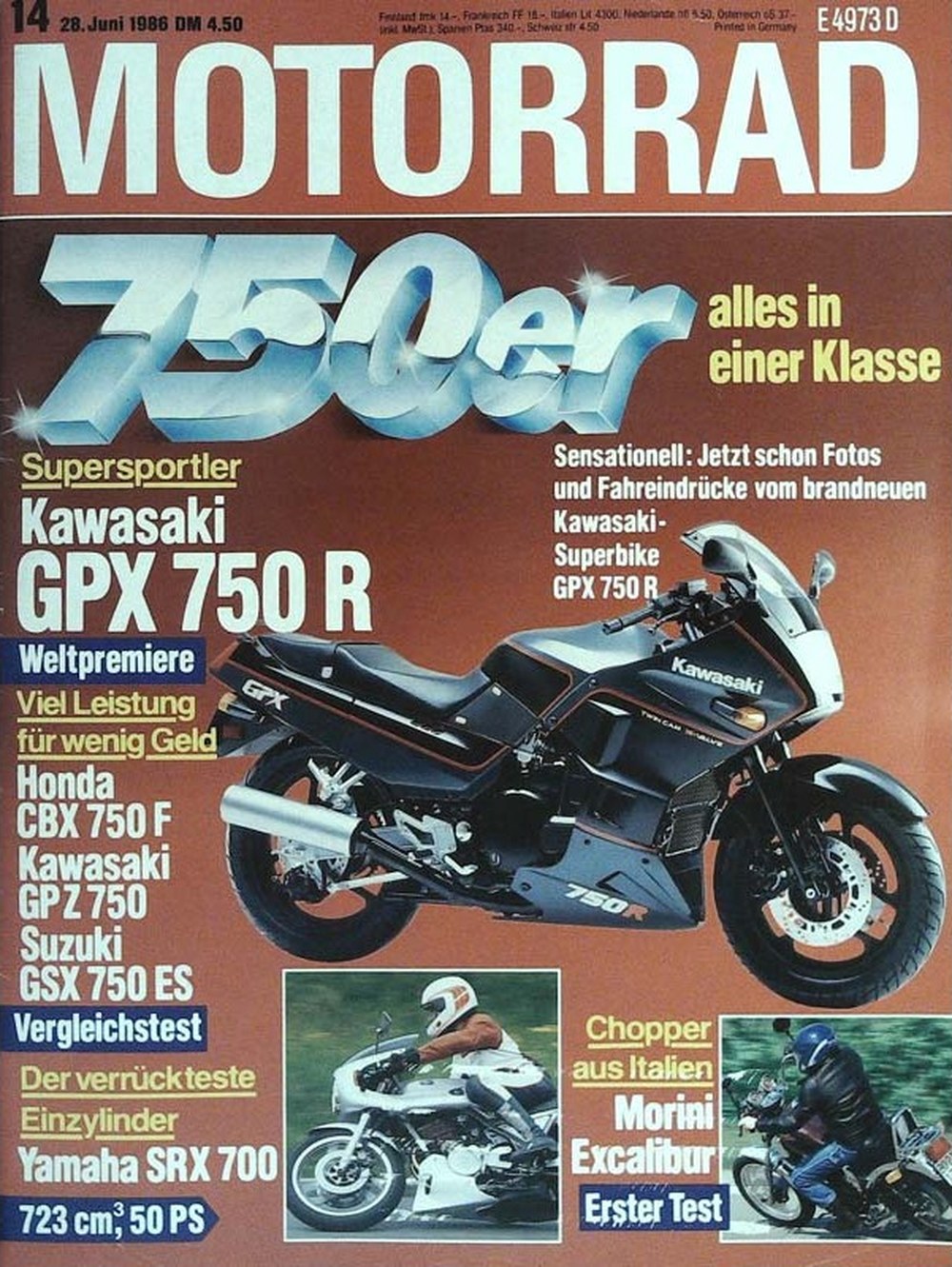 Motorrad Magazin Deutschland 1986-14 Motorrad Kawasaki GPX 750 R Honda CBX 750 F
