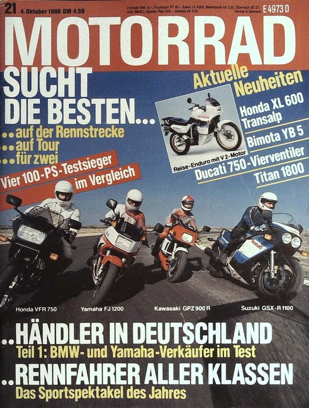 Motorrad Magazin Deutschland 1986-21 Motorrad-Vergleichstest Honda VFR 750 Yamaha FJ 1200