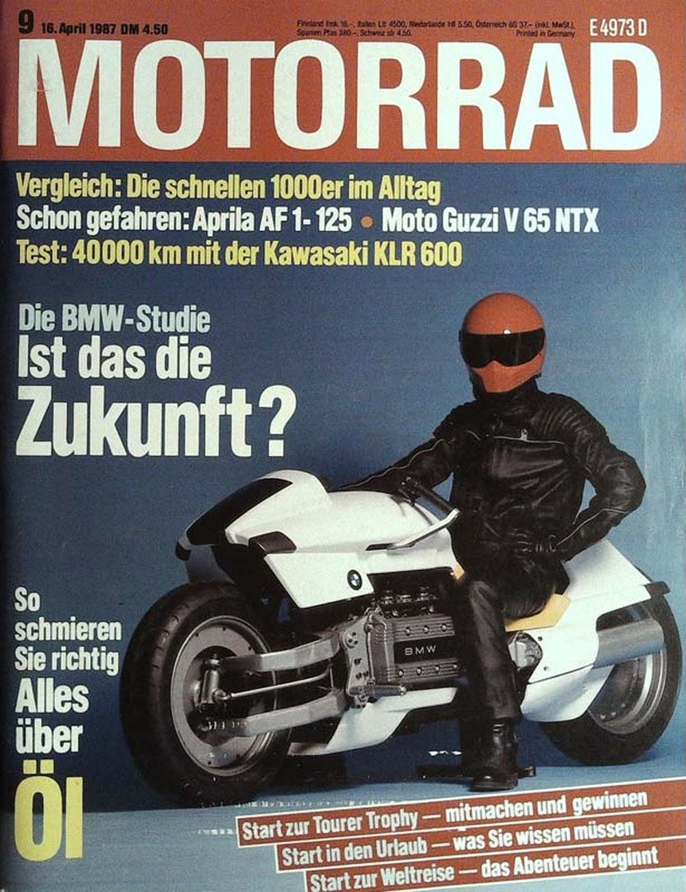 Motorrad Magazin Deutschland 1987-09 BMW Studie BMW Konzeptmotorrad Zukunft Motorrad