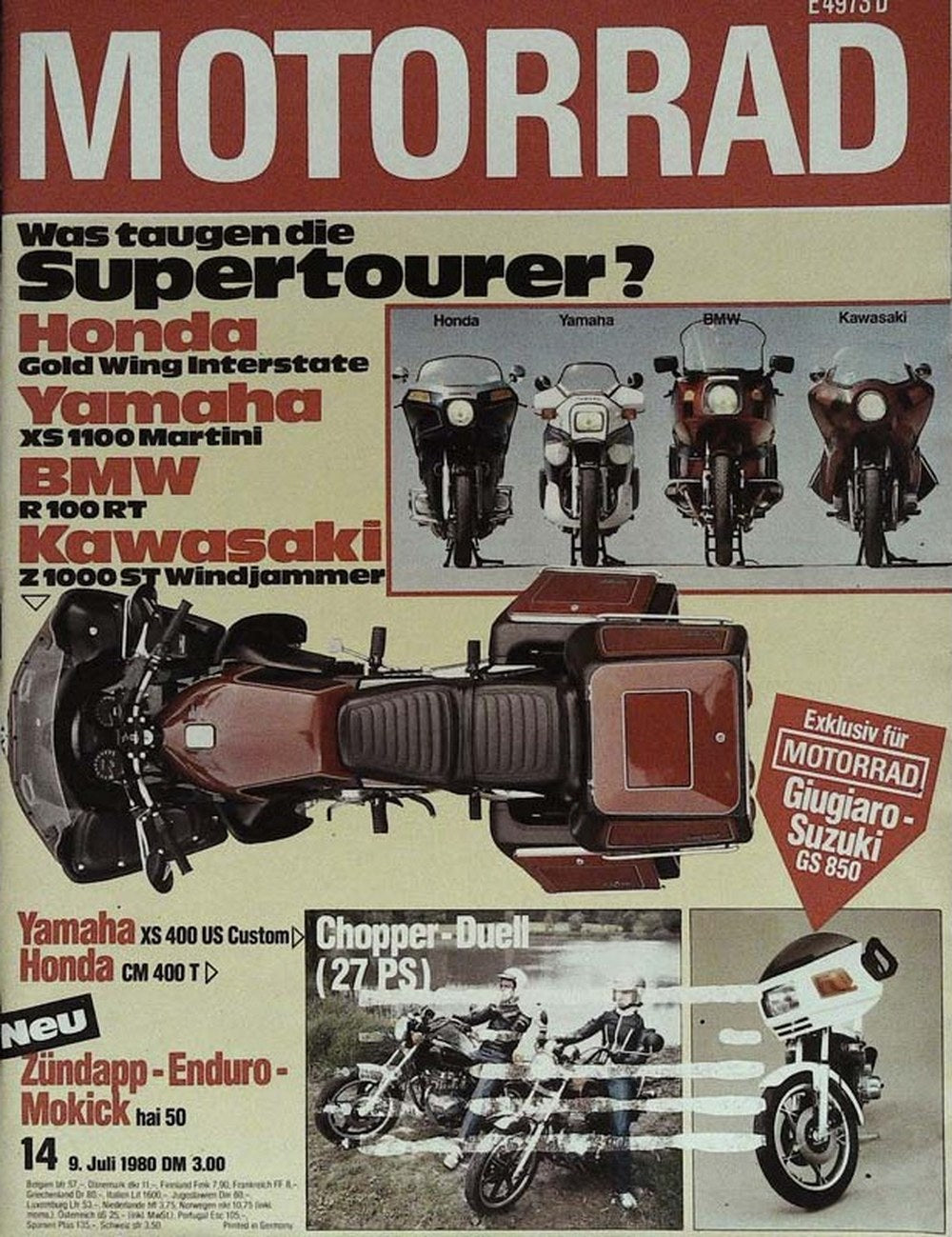 Motorrad Magazin Deutschland 1980-14 Supertourer Honda Gold Wing Interstate Yamaha XS 1100 Martini