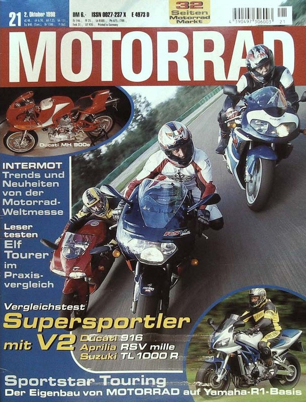 Motorrad Magazin Deutschland 1998-21 Supersportler V2-Motorräder Ducati 916