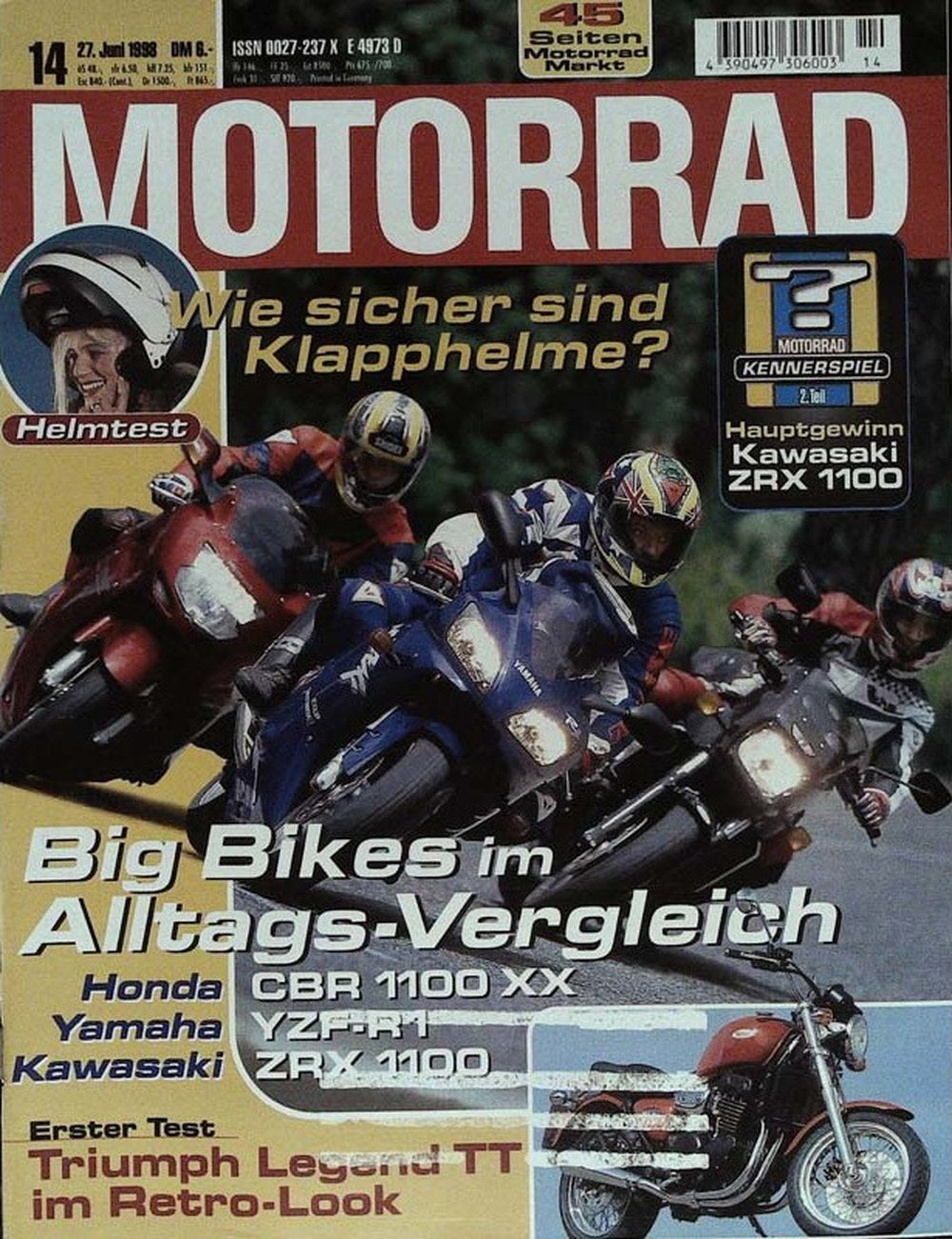 Motorrad Magazin Deutschland 1998-14 Motorrad-Vergleichstest Honda CBR 1100 XX Yamaha YZF-R1