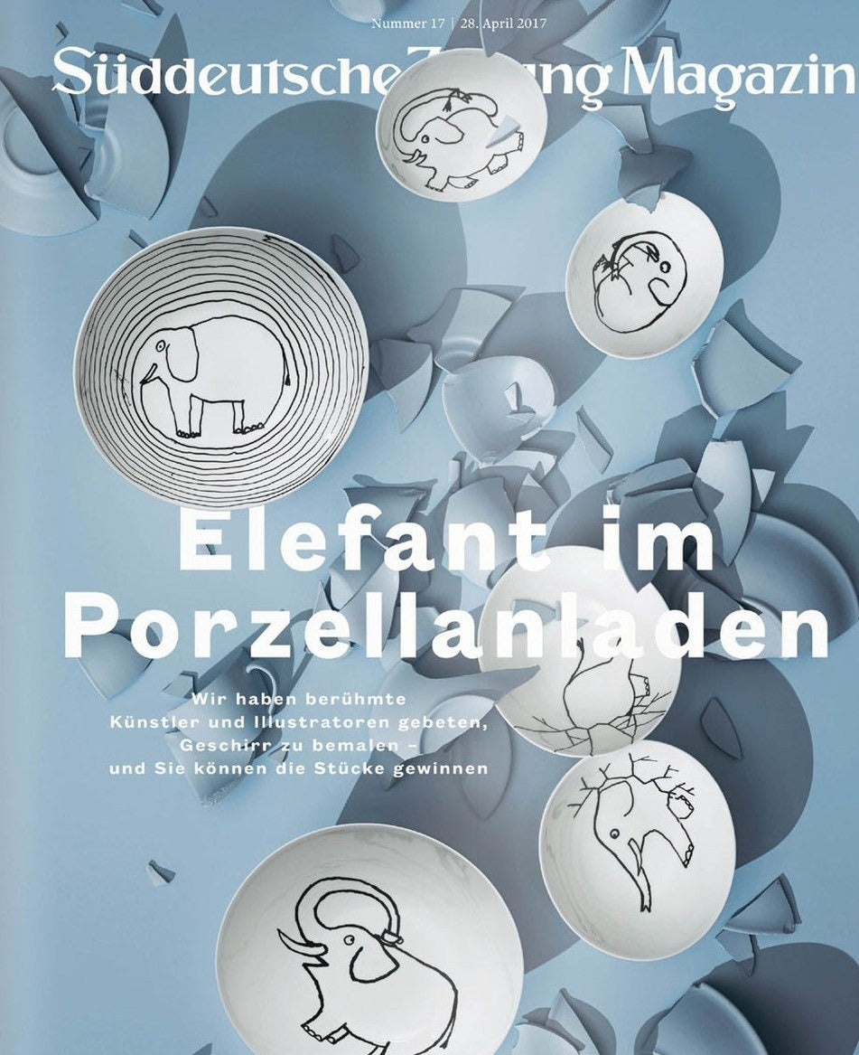 Süddeutsche Zeitung Magazin Deutschland 2017-17 Porzellankunst Illustriertes Geschirr Elefant Im Porzellanladen