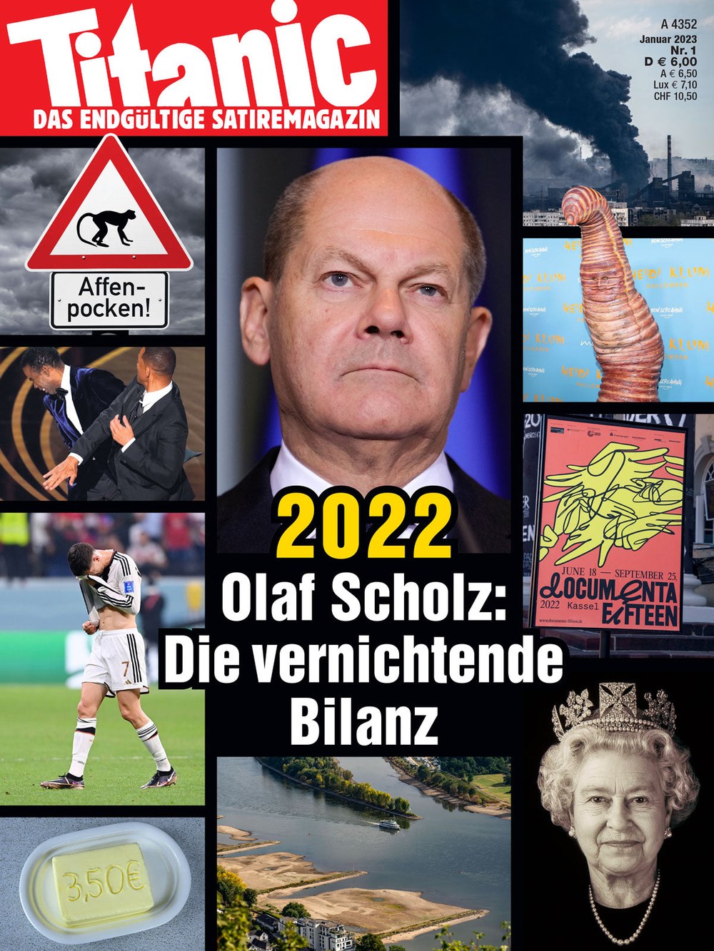 Titanic Magazin Deutschland 2023-01 Olaf Scholz Queen Elizabeth II Will Smith Chris Rock