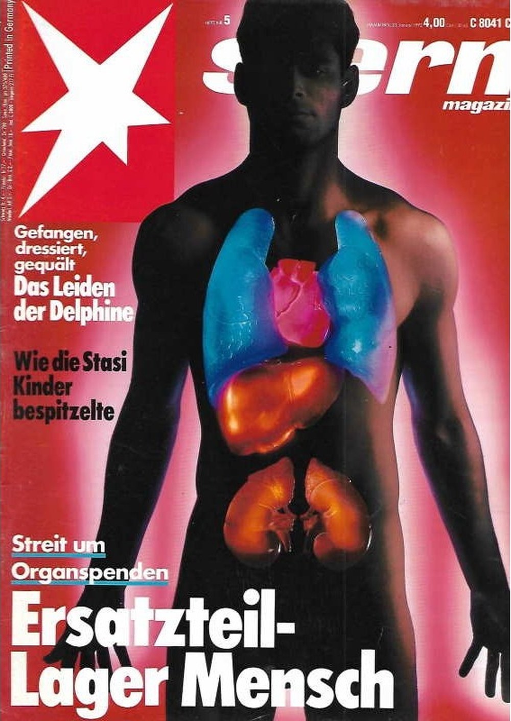 Stern Magazin Deutschland 1992-05 Organspende Ersatzteillager Mensch Delfine
