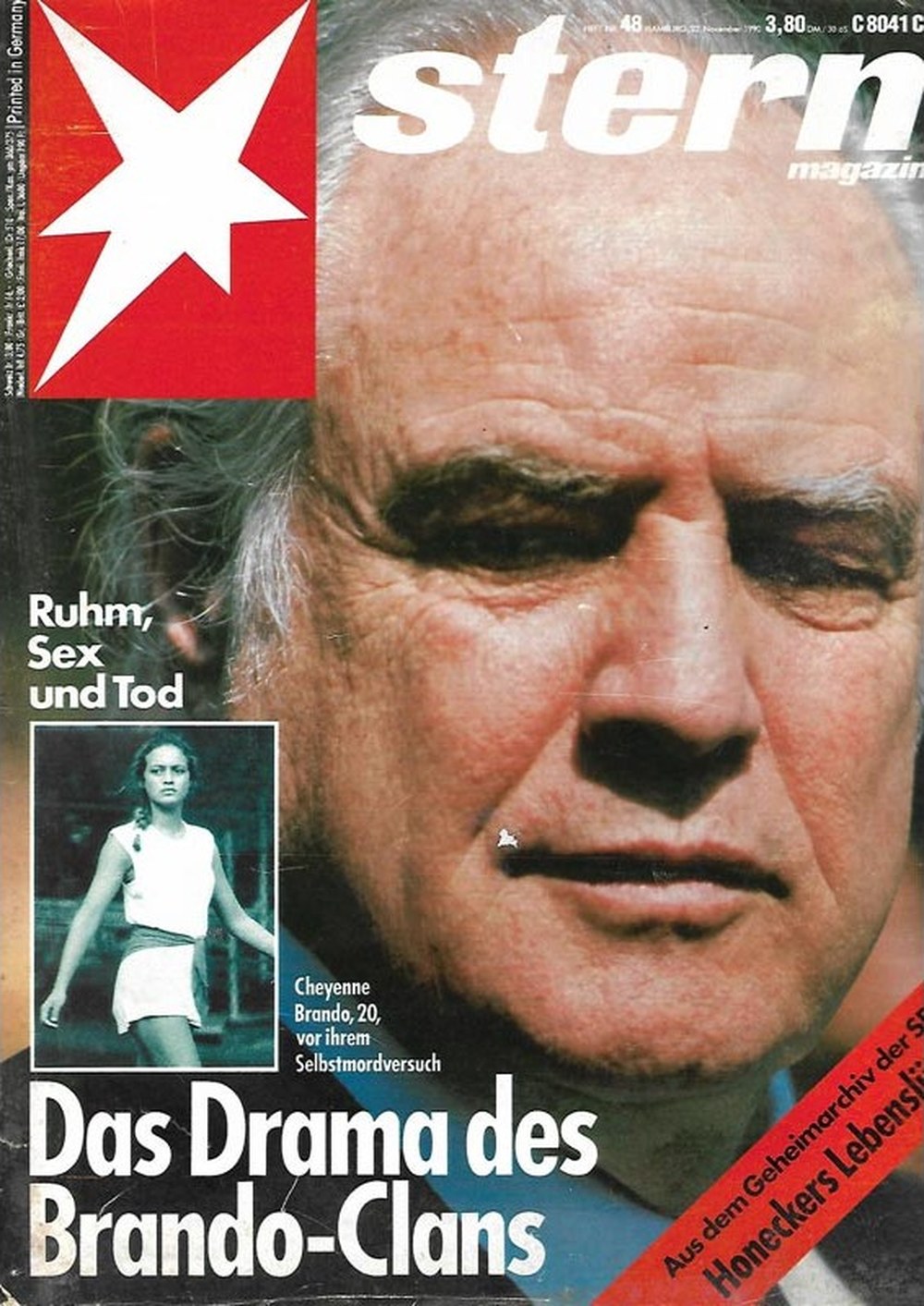 Stern Magazin Deutschland 1990-48 Marlon Brando Cheyenne Brando Erich Honecker