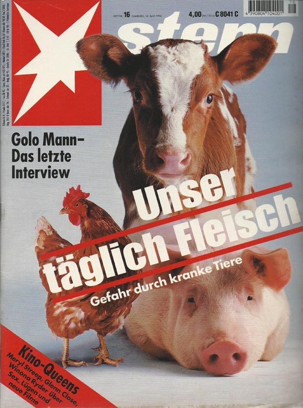Stern Magazin Deutschland 1994-16 Golo Mann Meryl Streep Glenn Close Winona Ryder