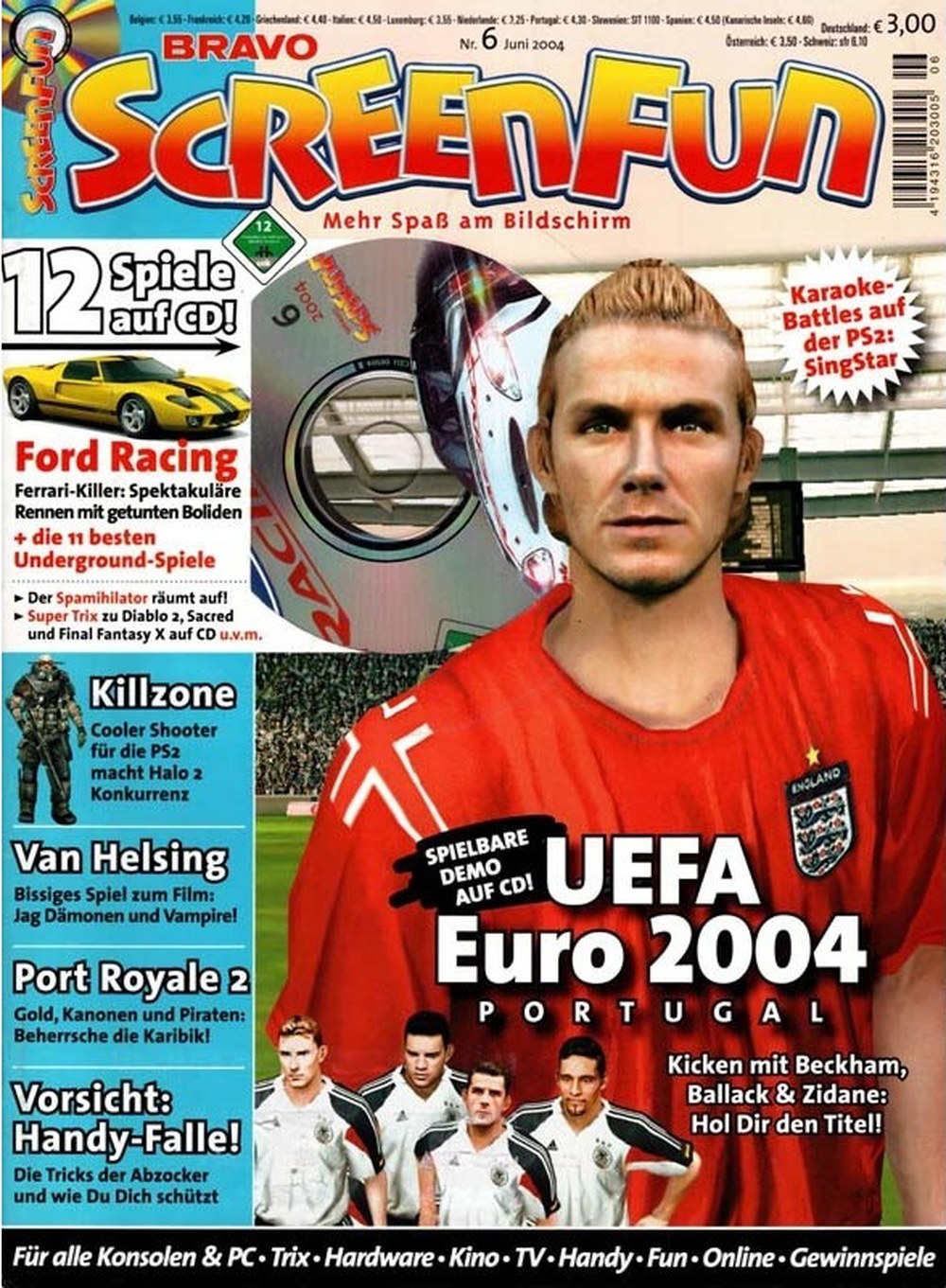 Bravo Screenfun Magazin Deutschland 2004-06 David Beckham Michael Ballack Zinedine Zidane