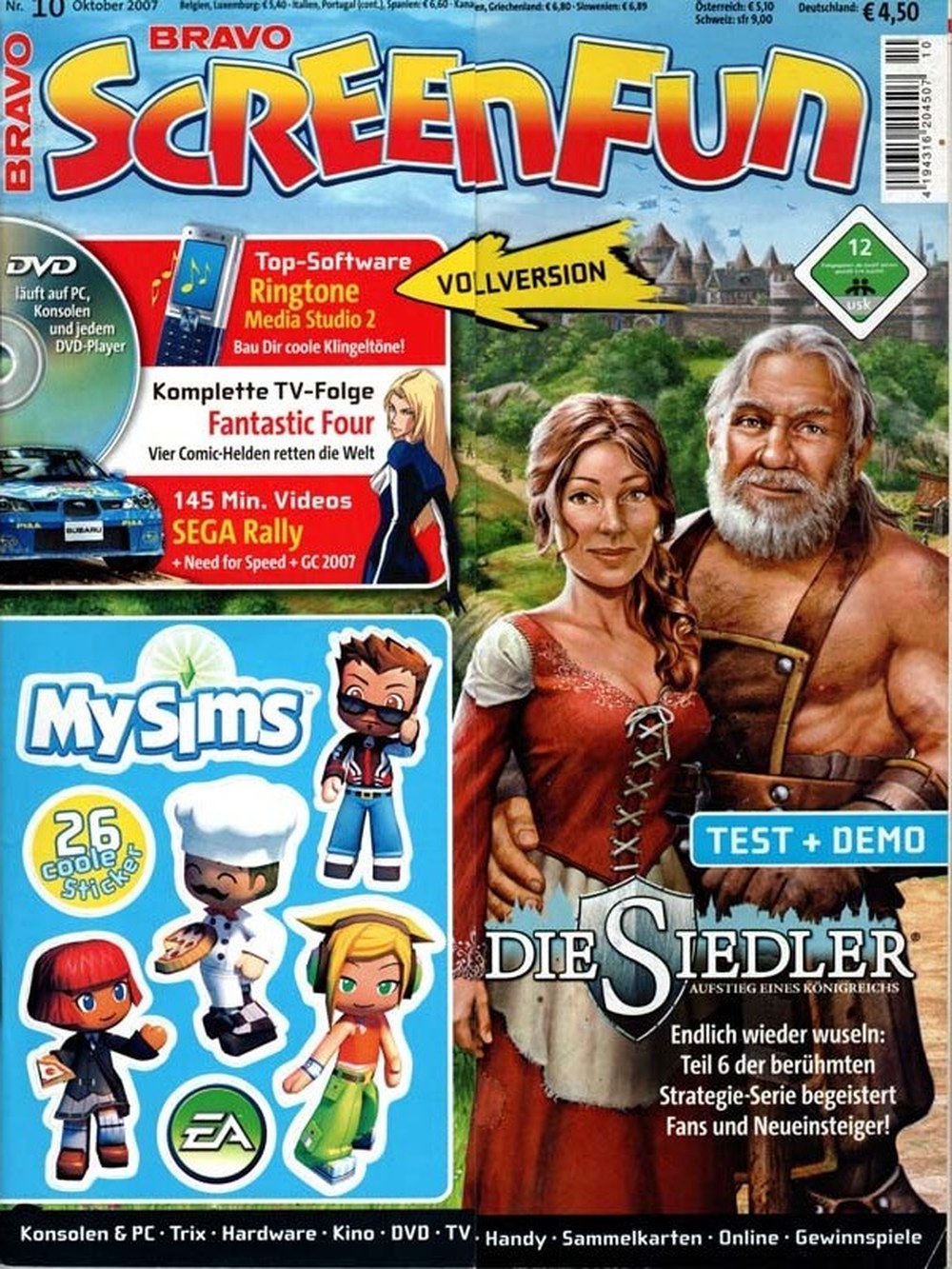 Bravo Screenfun Magazin Deutschland 2007-10 Die Siedler MySims Fantastic Four