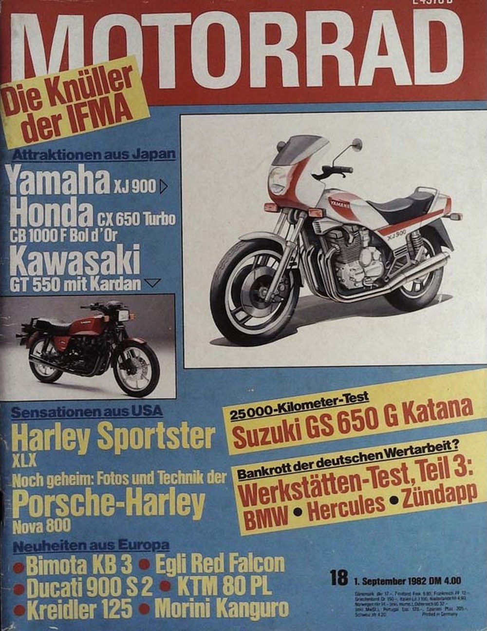 Motorrad Magazin Deutschland 1982-18 Motorrad Yamaha XJ 900 Honda CX 650 Turbo