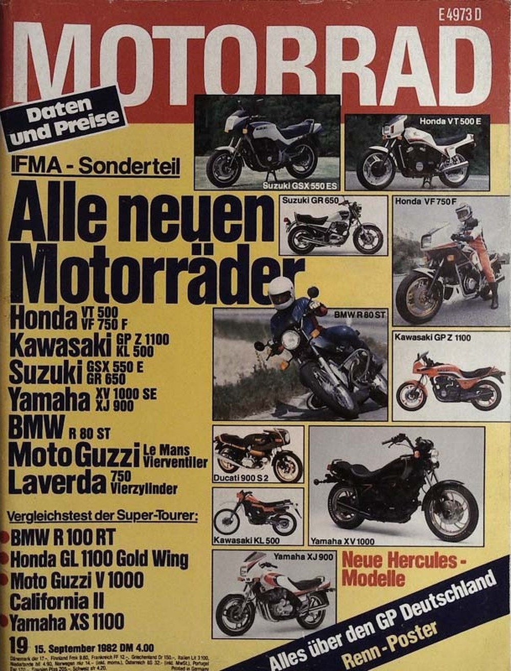 Motorrad Magazin Deutschland 1982-19 Motorräder IFMA Honda VT 500