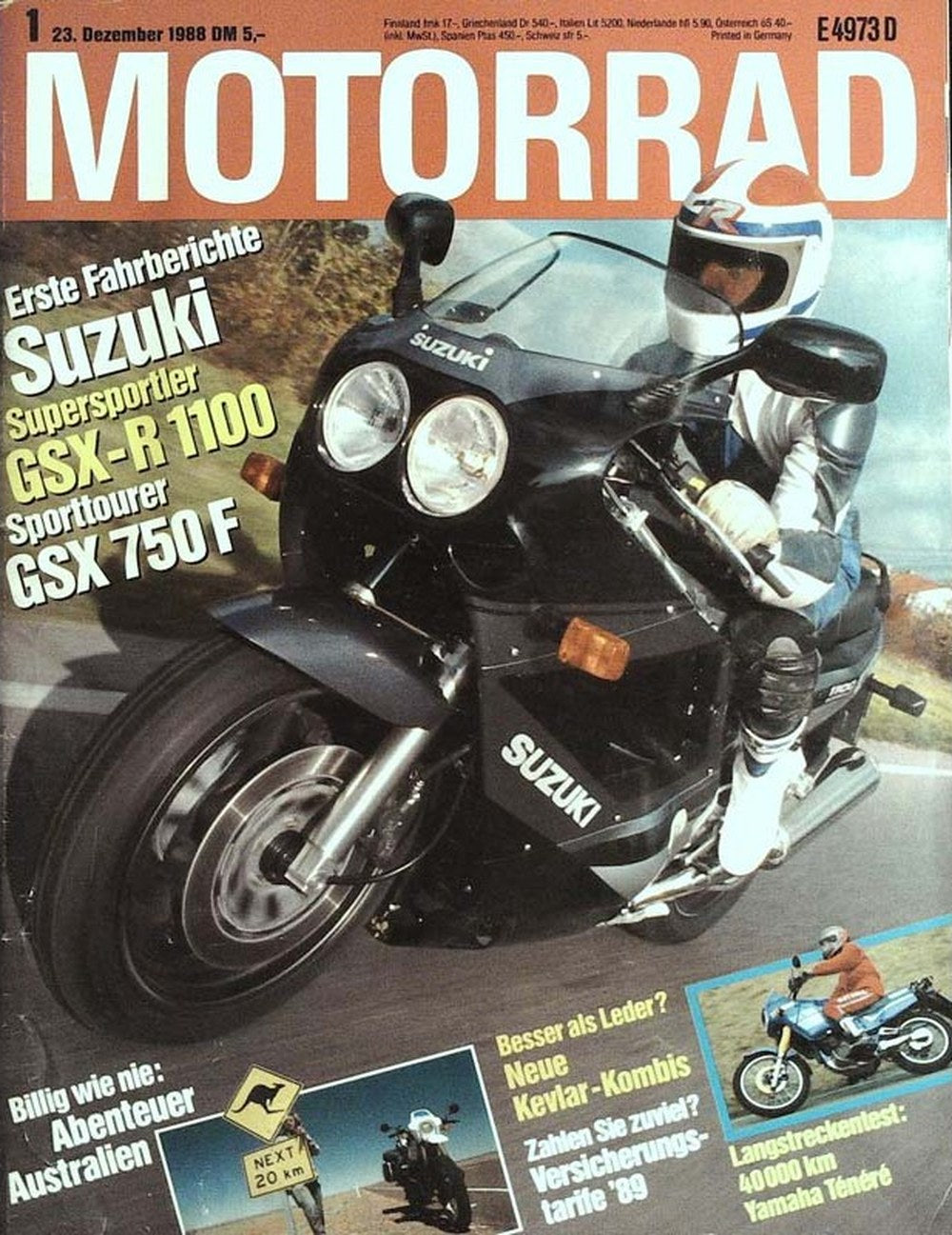 Motorrad Magazin Deutschland 1988-01 Suzuki GSX-R 1100 Suzuki GSX 750 F Supersportler