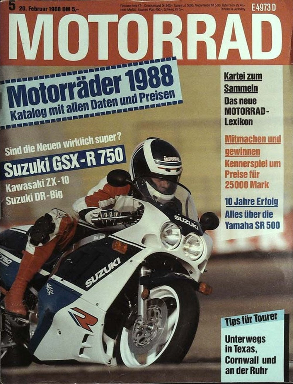 Motorrad Magazin Deutschland 1988-05 Motorräder 1988 Suzuki GSX-R 750 Kawasaki ZX-10