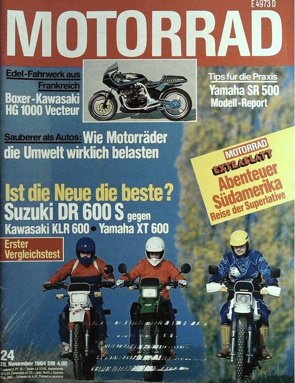 Motorrad Magazin Deutschland 1984-24 Motorrad Suzuki DR 600 S Kawasaki KLR 600
