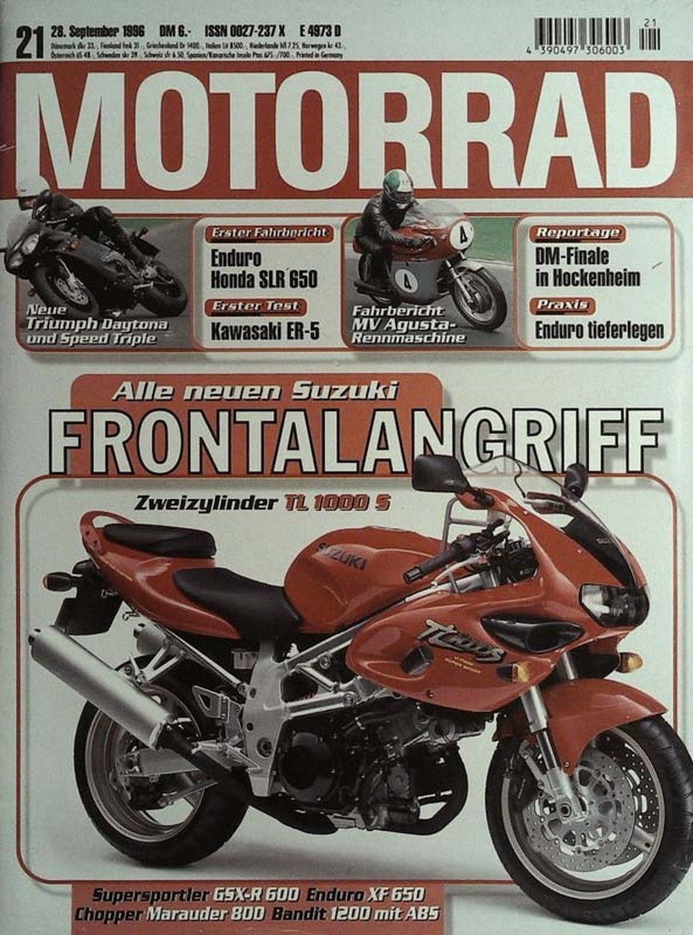Motorrad Magazin Deutschland 1996-21 Suzuki TL 1000 S Motorrad Triumph Daytona