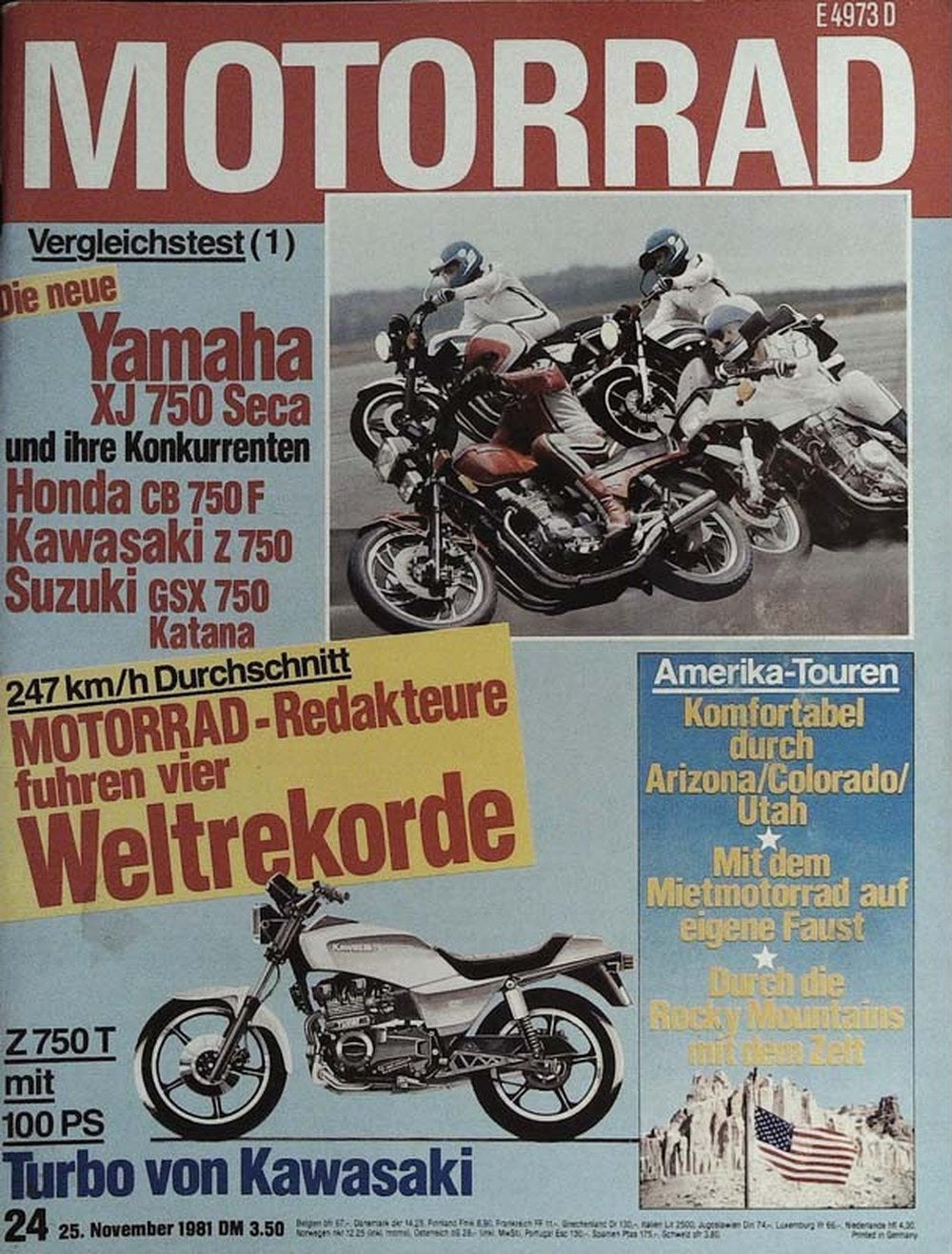 Motorrad Magazin Deutschland 1981-24 Yamaha XJ 750 Seca Honda CB 750 F Kawasaki Z 750