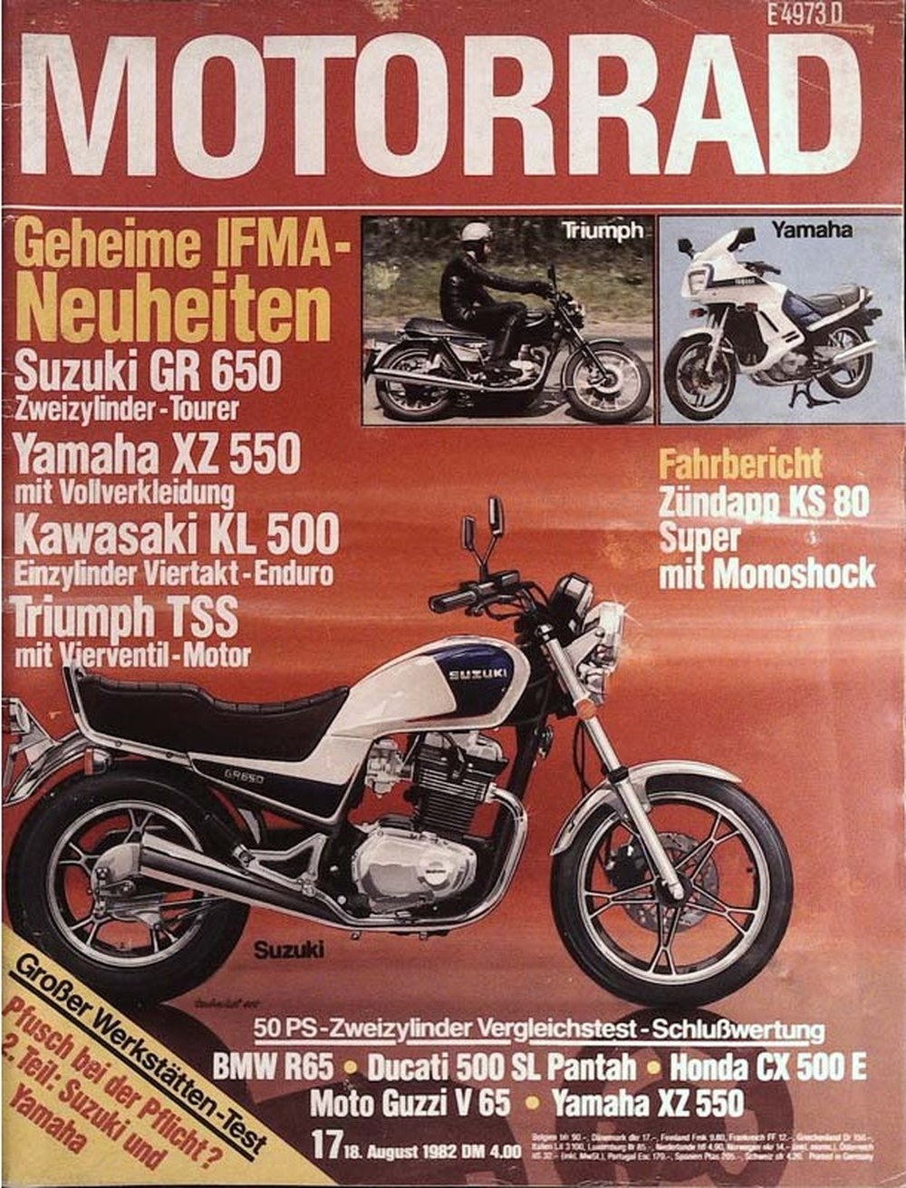 Motorrad Magazin Deutschland 1982-17 Motorrad Suzuki GR 650 Yamaha XZ 550
