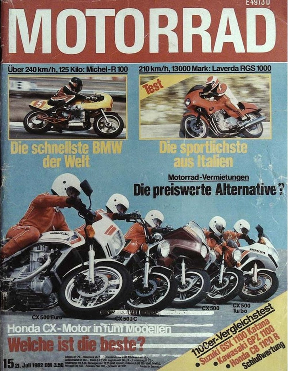 Motorrad Magazin Deutschland 1982-15 BMW Michel-R 100 Laverda RGS 1000 Honda CX 500