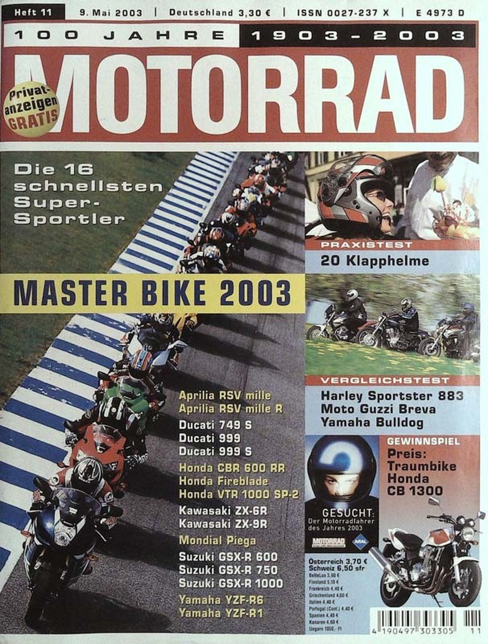 Motorrad Magazin Deutschland 2003-11 Superbike Master Bike 2003 Klapphelme