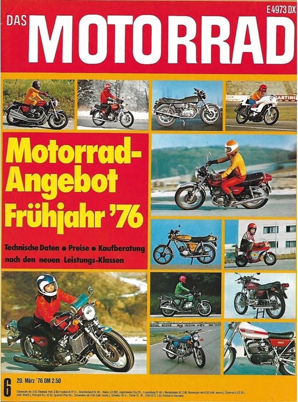 Motorrad Magazin Deutschland 1947-06 Motorrad Motorrad-Angebot Frühjahr 1976 Technische Daten