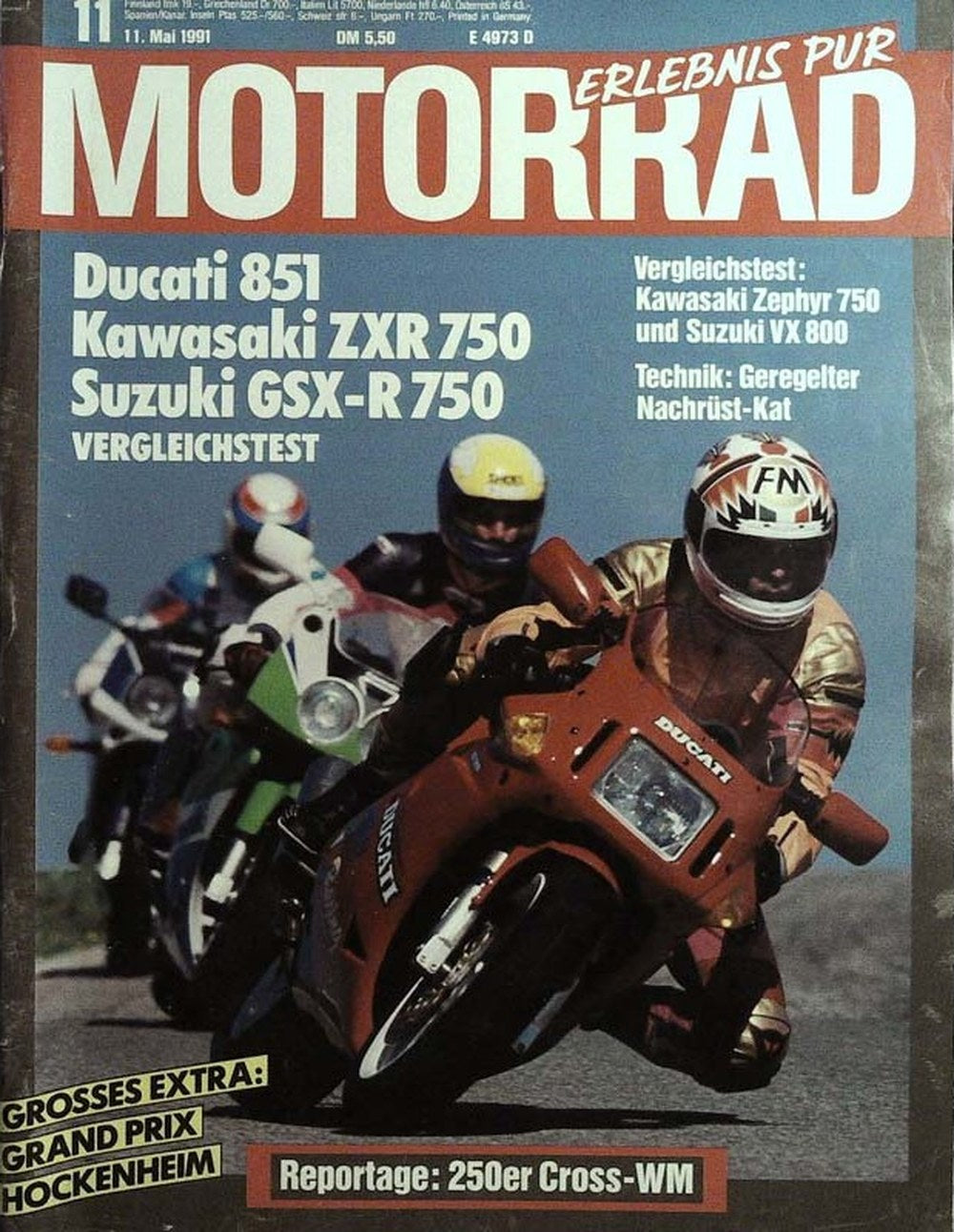 Motorrad Magazin Deutschland 1991-11 Ducati 851 Kawasaki ZXR 750 Suzuki GSX-R 750