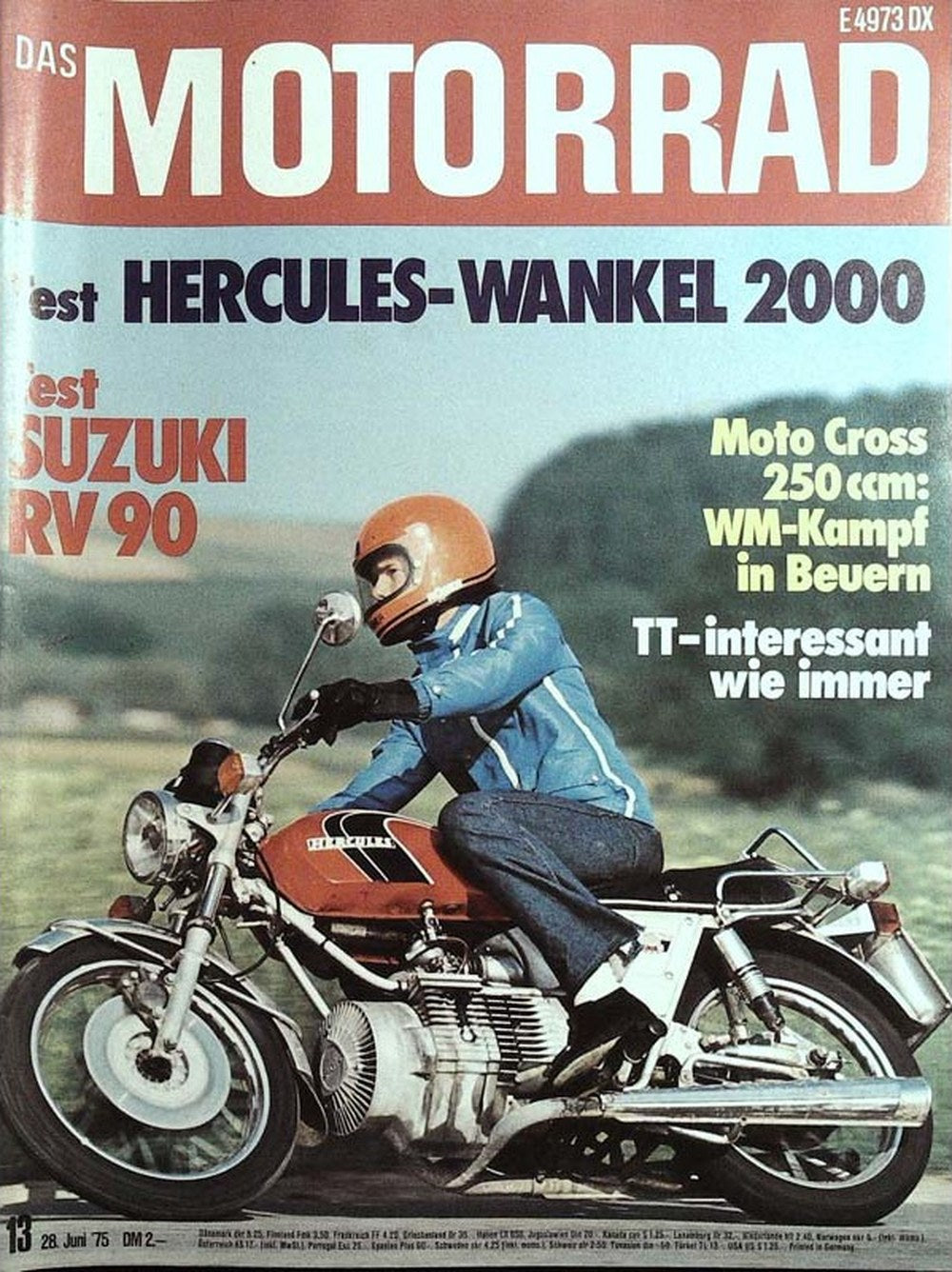 Motorrad Magazin Deutschland 1975-13 Hercules-Wankel 2000 Suzuki RV 90 Motocross 250 Ccm