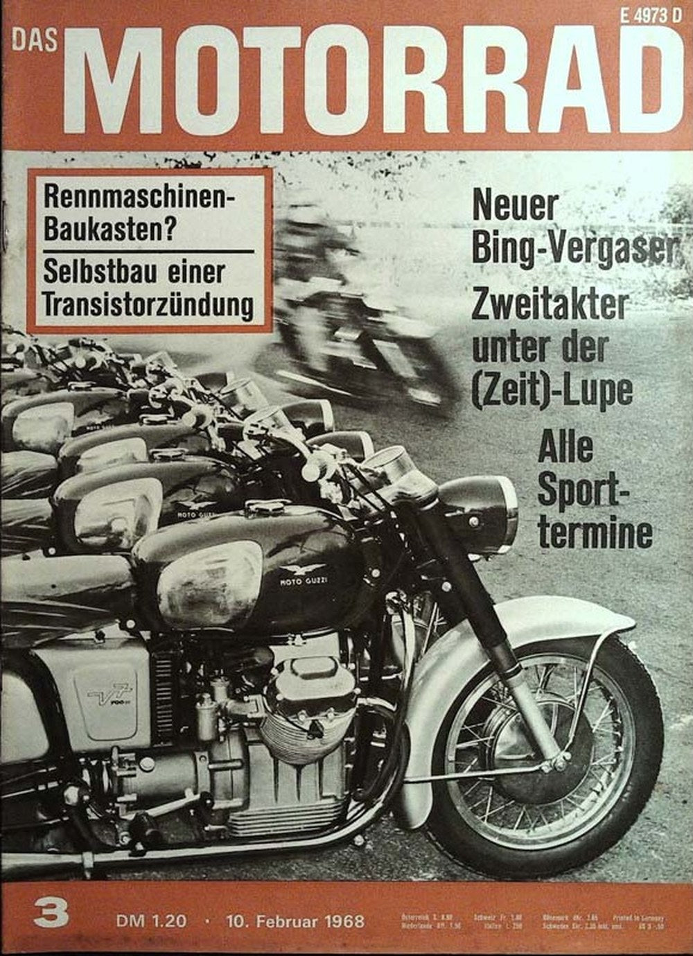 Motorrad Magazin Deutschland 1968-03 Moto Guzzi V7 Bing-Vergaser Zweitaktmotoren