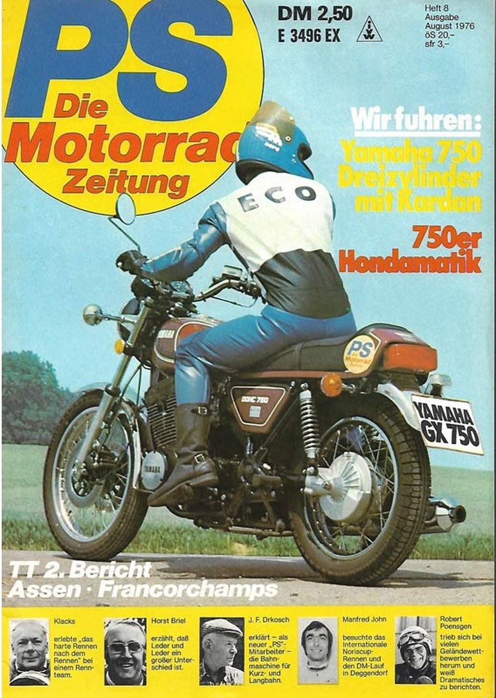 Motorrad Magazin Deutschland 1976-08 Klacks Horst Briel J. F. Drkosch Manfred John Robert Poengen