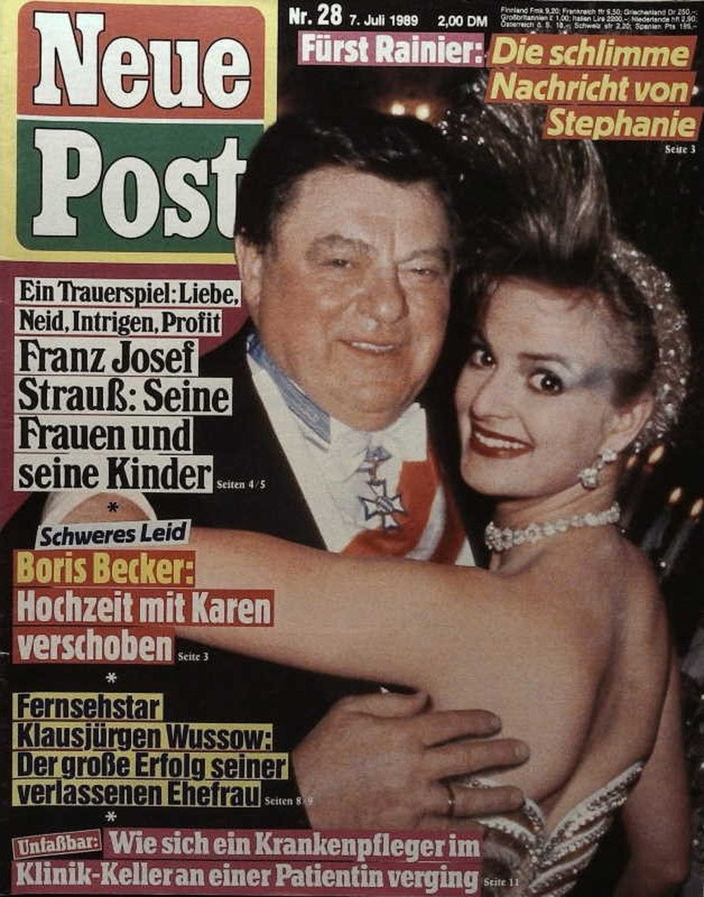 Neue Post Sonderheft Magazin Deutschland 1989-28 Franz Josef Strauß Boris Becker Klausjürgen Wussow Rainier III, Prince Of Monaco Stephanie Of Monaco