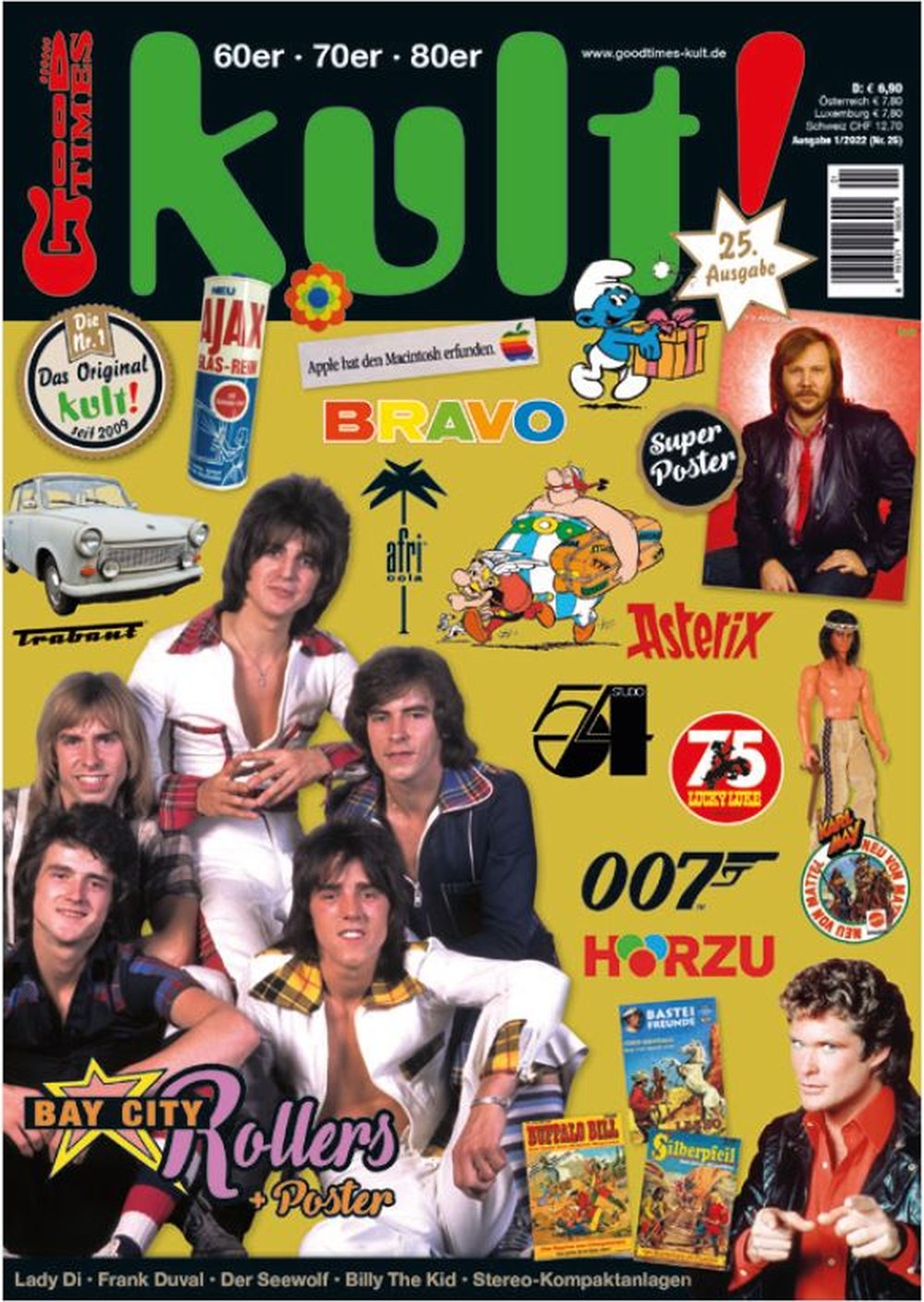 Kult Magazin Deutschland 2022-01 Bay City Rollers Björn Ulvaeus David Hasselhoff Lady Di Frank Duval