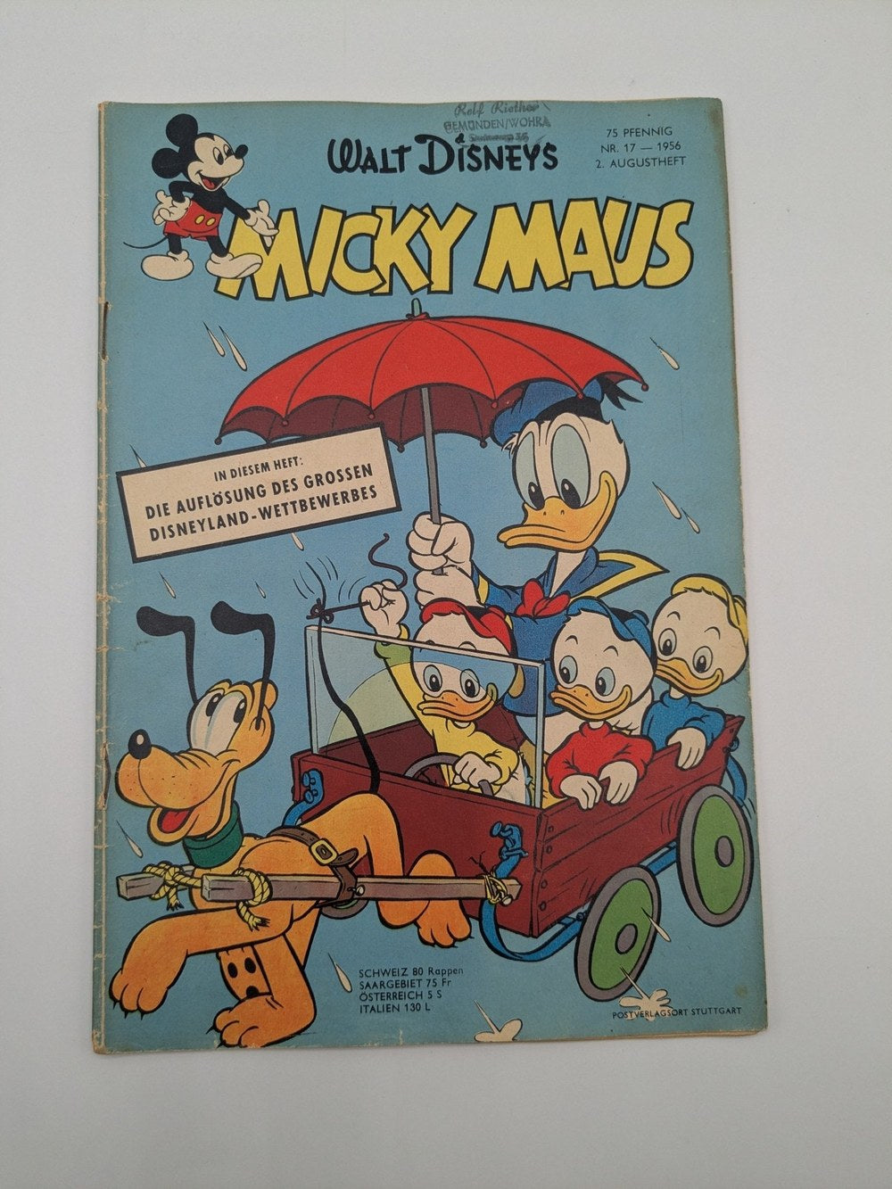 Micky Maus Magazin Deutschland 1956-17 Mickey Mouse Donald Duck Pluto Huey Duck Dewey Duck