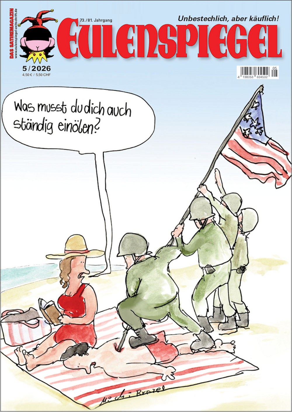 Eulenspiegel Magazin Deutschland 2026-05 Politische Satire Iwo Jima Parodie US Imperialismus