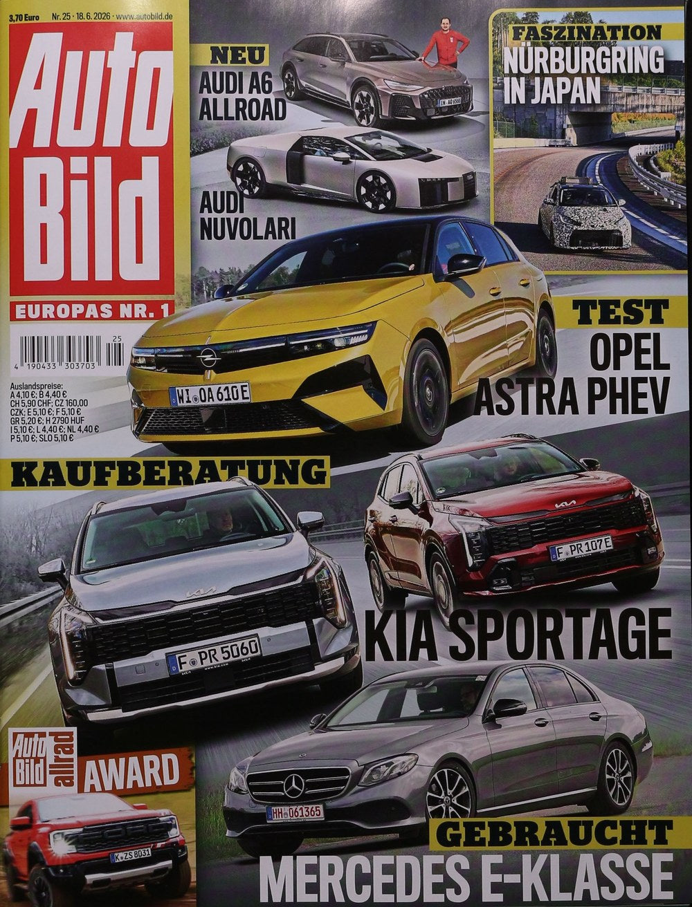 Auto Bild Magazin Deutschland 2026-25 Kia Sportage Opel Astra PHEV Audi A6 Allroad