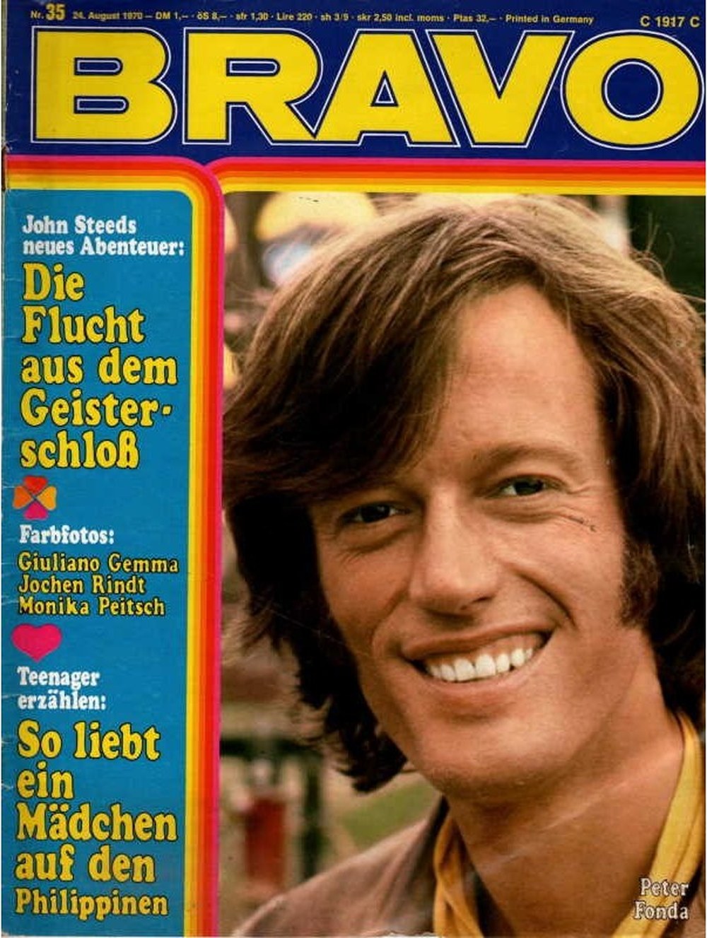 Bravo Magazin Deutschland 1970-35 Peter Fonda John Steed Giuliano Gemma Jochen Rindt Monika Peitsch